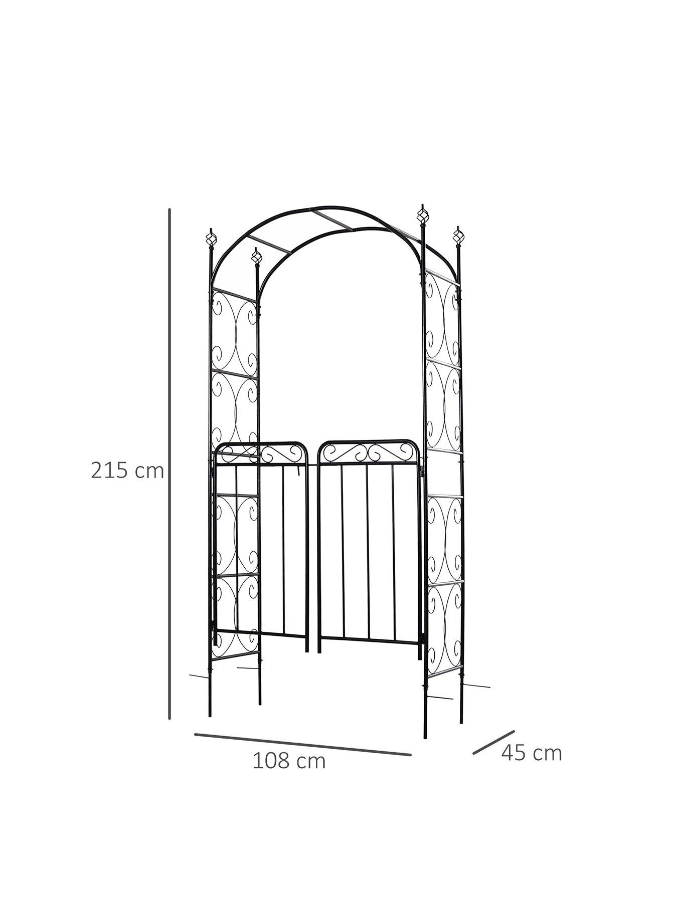 Image 3 of 7 of OutSunny Outsunny Garden Decorative Metal Arch with Gate 108L x 45W x 215Hcm