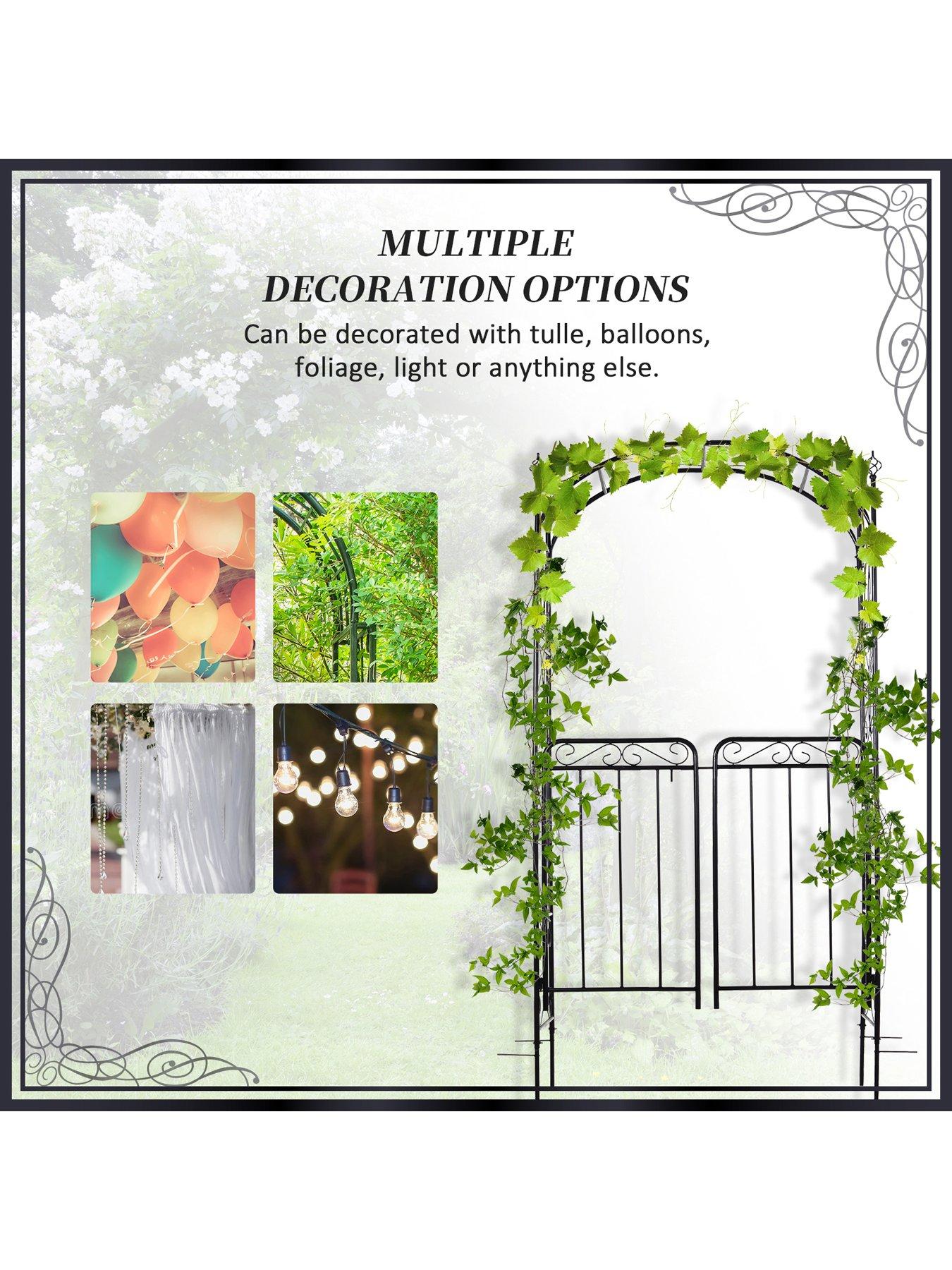 Image 4 of 7 of OutSunny Outsunny Garden Decorative Metal Arch with Gate 108L x 45W x 215Hcm