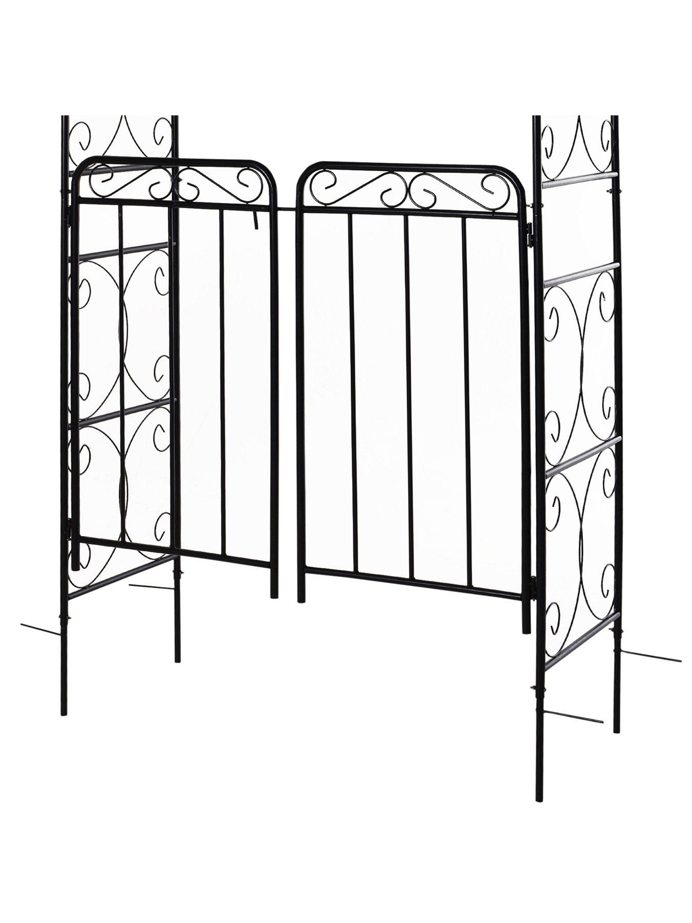 Image 7 of 7 of OutSunny Outsunny Garden Decorative Metal Arch with Gate 108L x 45W x 215Hcm