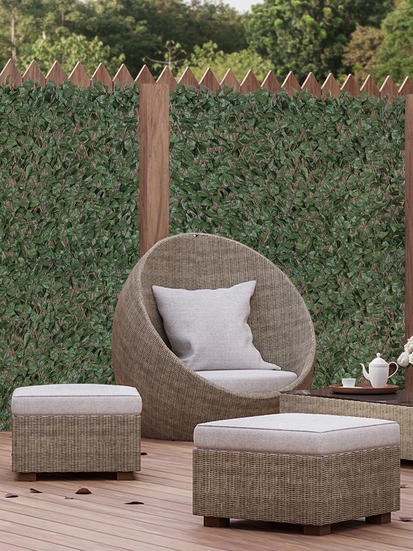 Image 1 of 6 of OutSunny Outsunny 4 Pieces Expanding Trellis Fence, 2m x 1m with Artificial Leaves