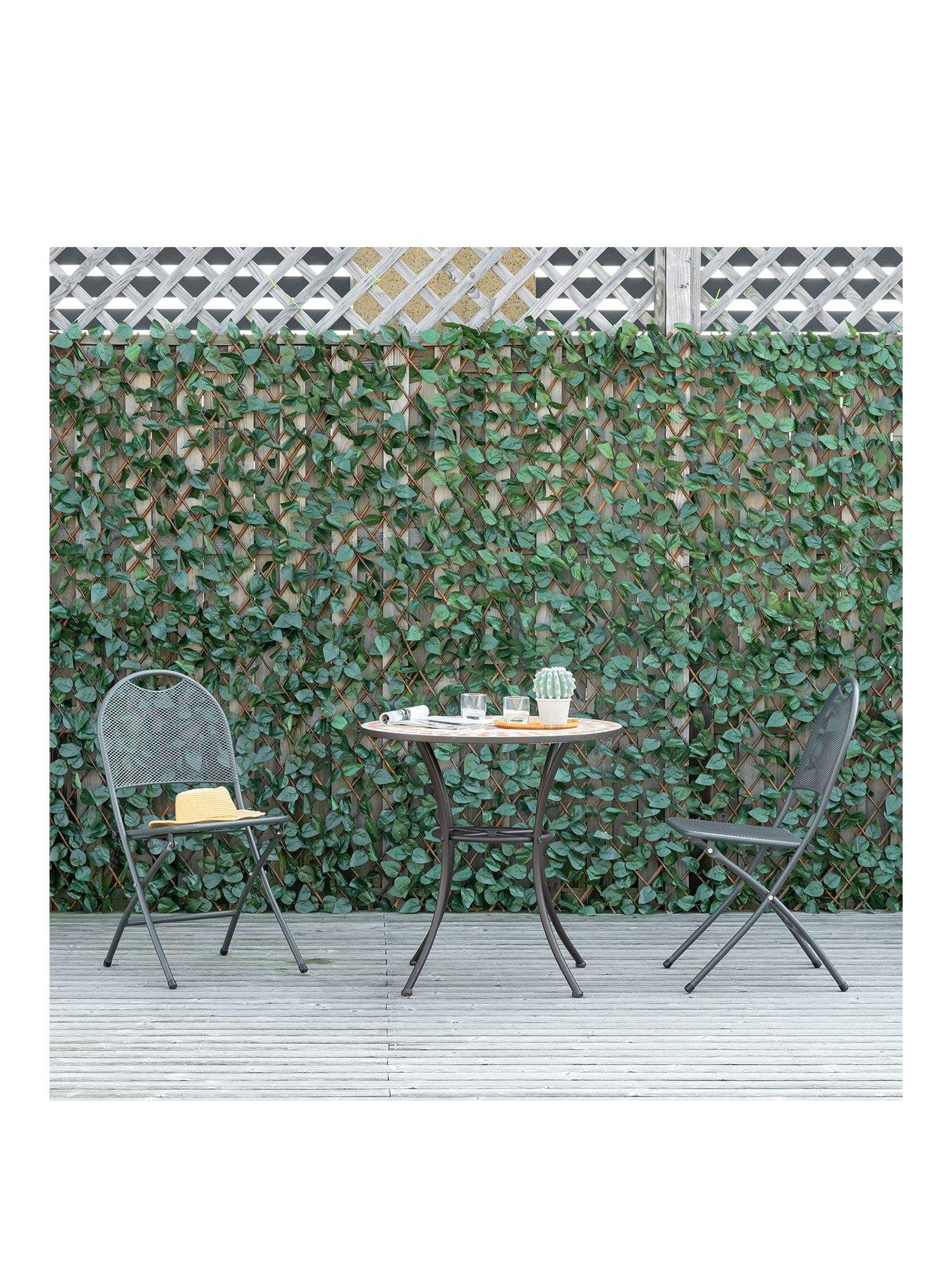 Image 2 of 6 of OutSunny Outsunny 4 Pieces Expanding Trellis Fence, 2m x 1m with Artificial Leaves