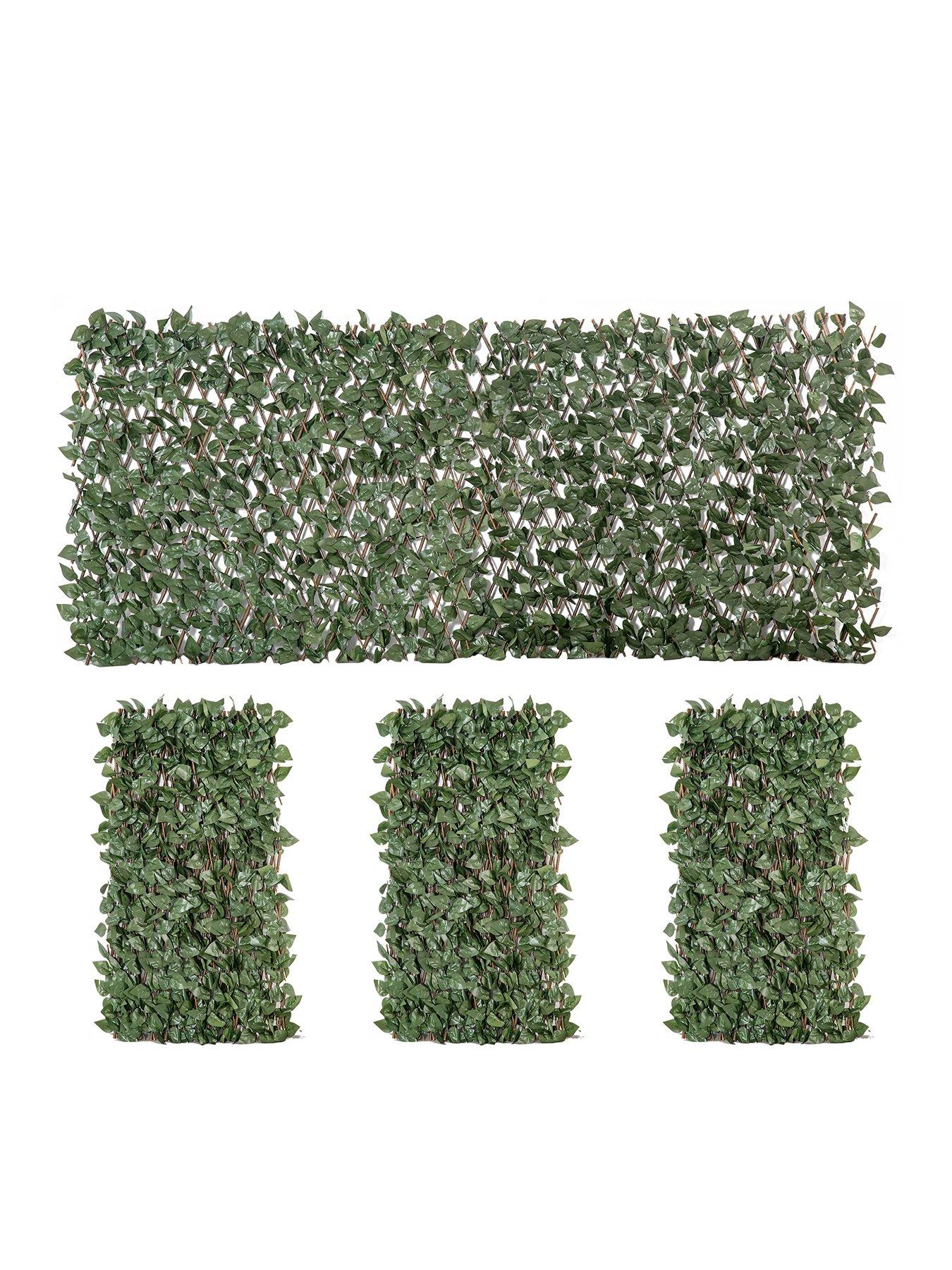 Image 3 of 6 of OutSunny Outsunny 4 Pieces Expanding Trellis Fence, 2m x 1m with Artificial Leaves