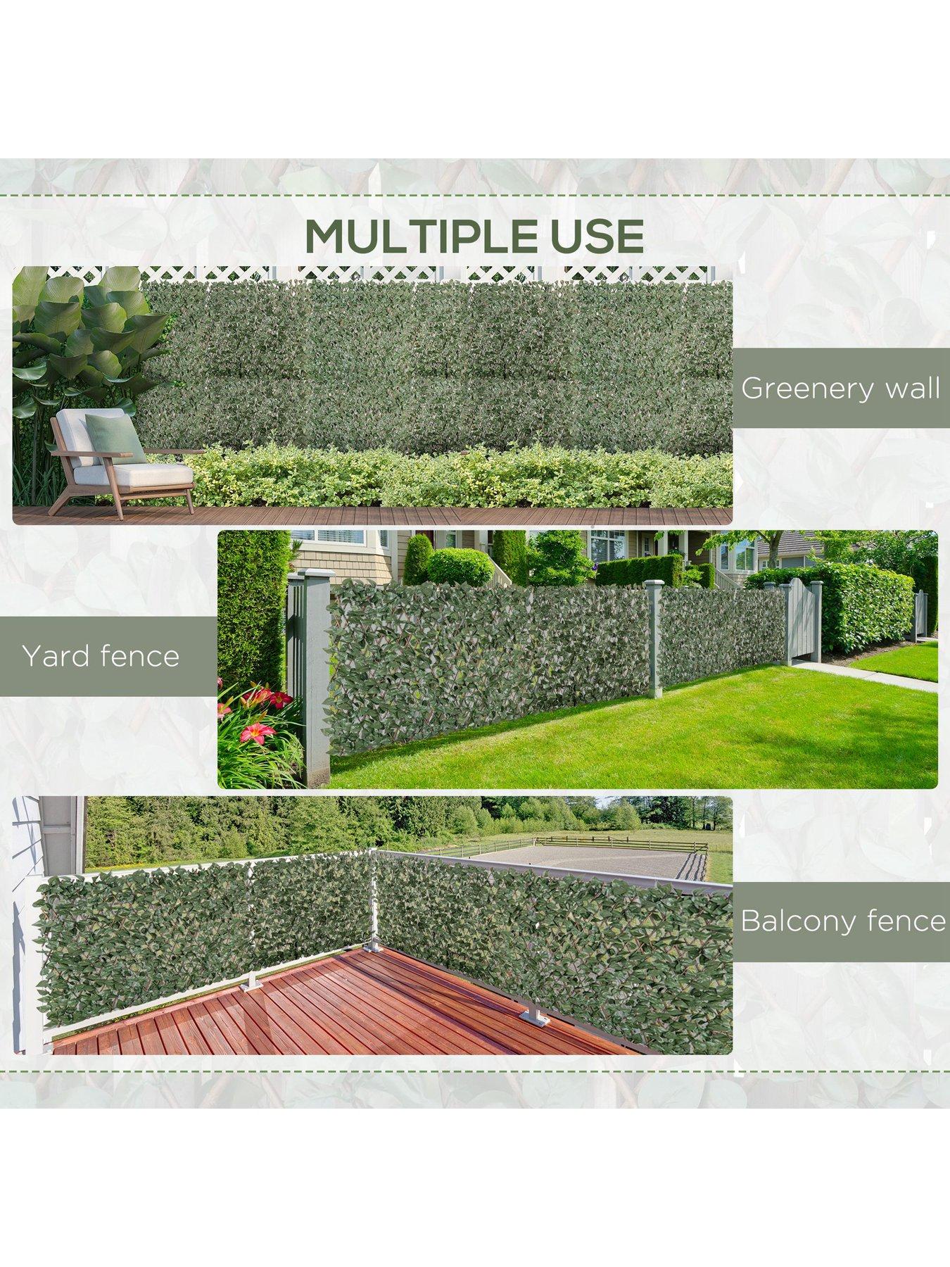 Image 4 of 6 of OutSunny Outsunny 4 Pieces Expanding Trellis Fence, 2m x 1m with Artificial Leaves