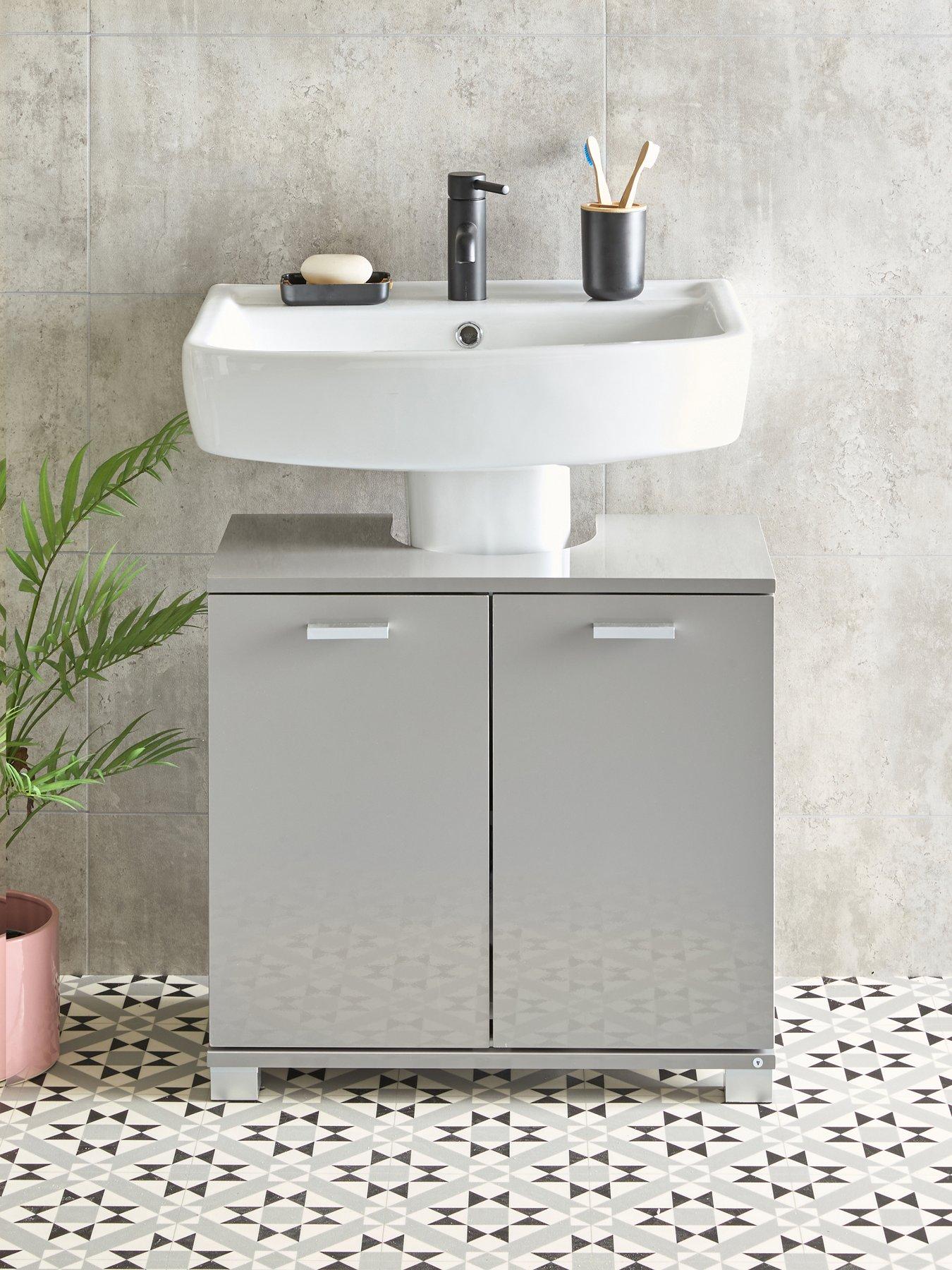 The Very Collection Rowan Gloss 2 Door Under Sink Cabinet - Grey - FSC® Certified
