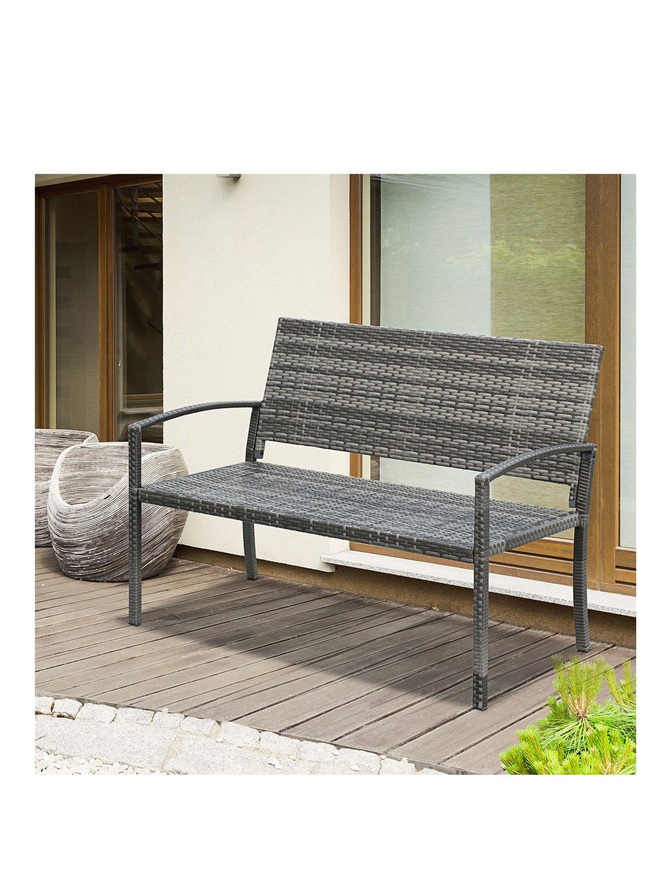 Image 2 of 7 of OutSunny Outsunny Patio Rattan 2 Seater Garden Bench Grey