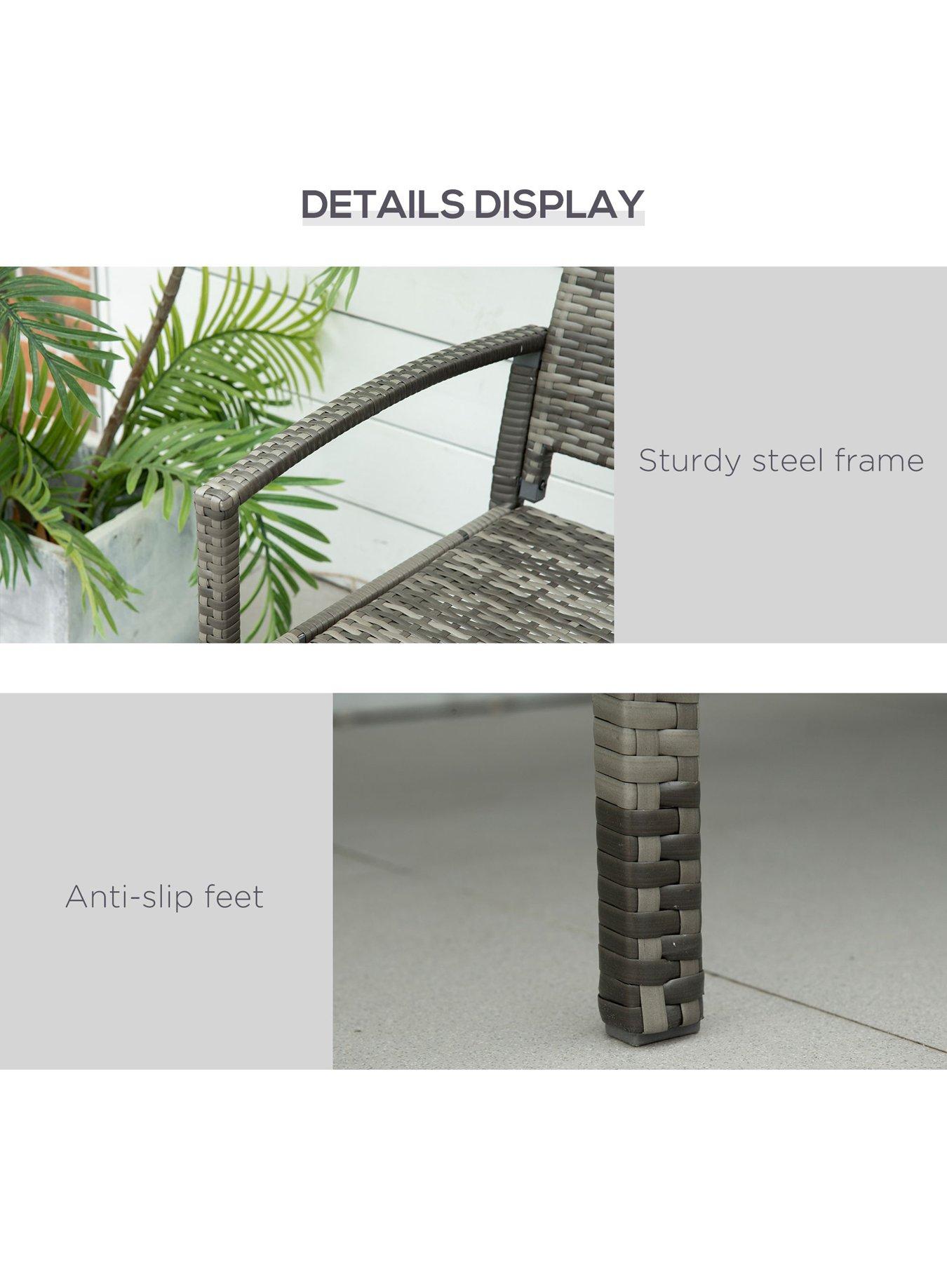 Image 4 of 7 of OutSunny Outsunny Patio Rattan 2 Seater Garden Bench Grey