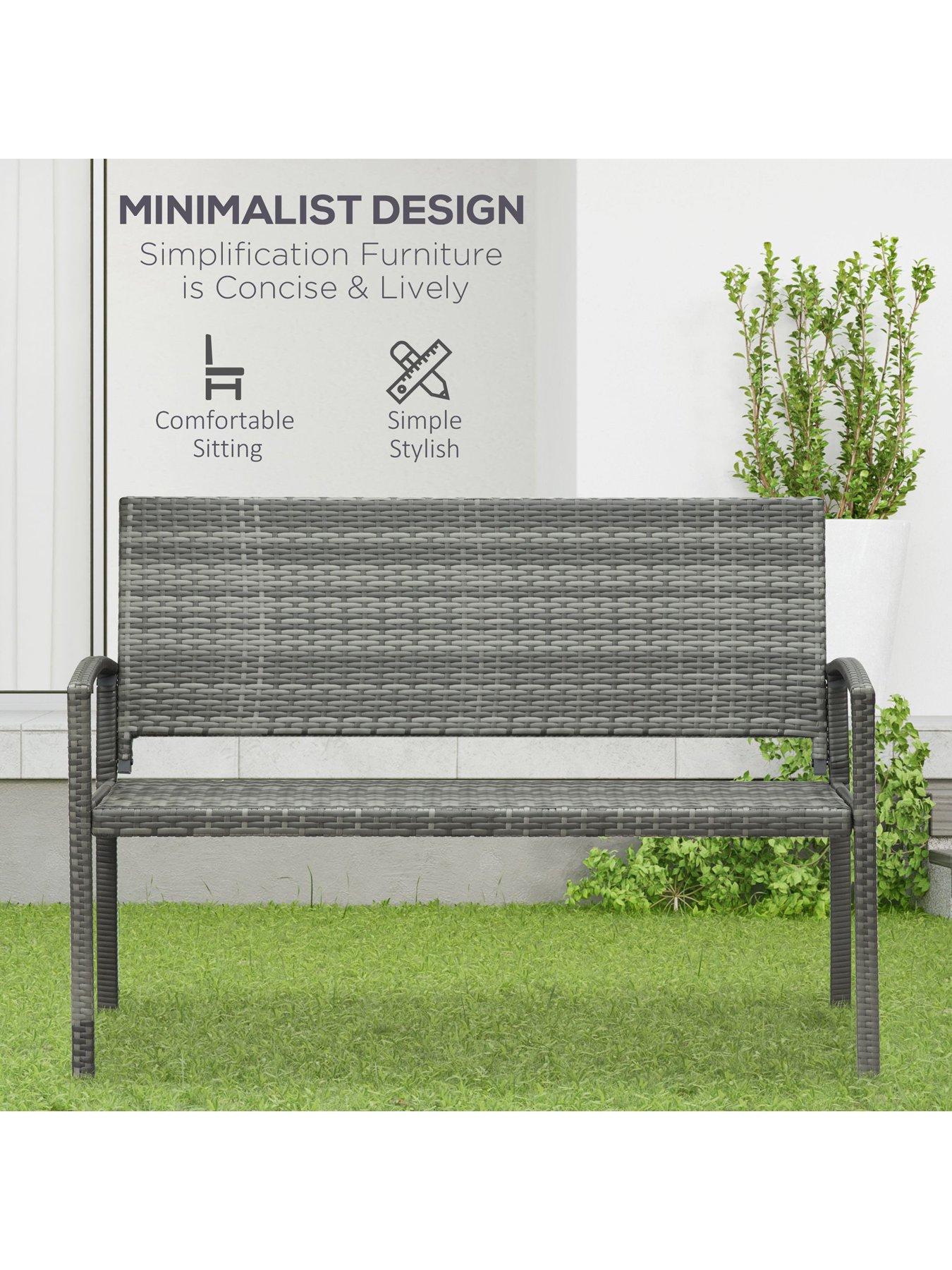 Image 5 of 7 of OutSunny Outsunny Patio Rattan 2 Seater Garden Bench Grey