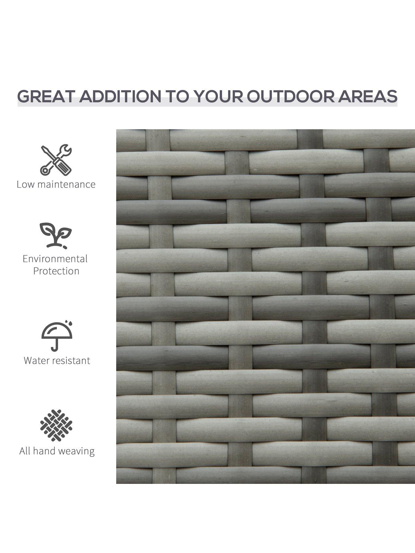 Image 6 of 7 of OutSunny Outsunny Patio Rattan 2 Seater Garden Bench Grey