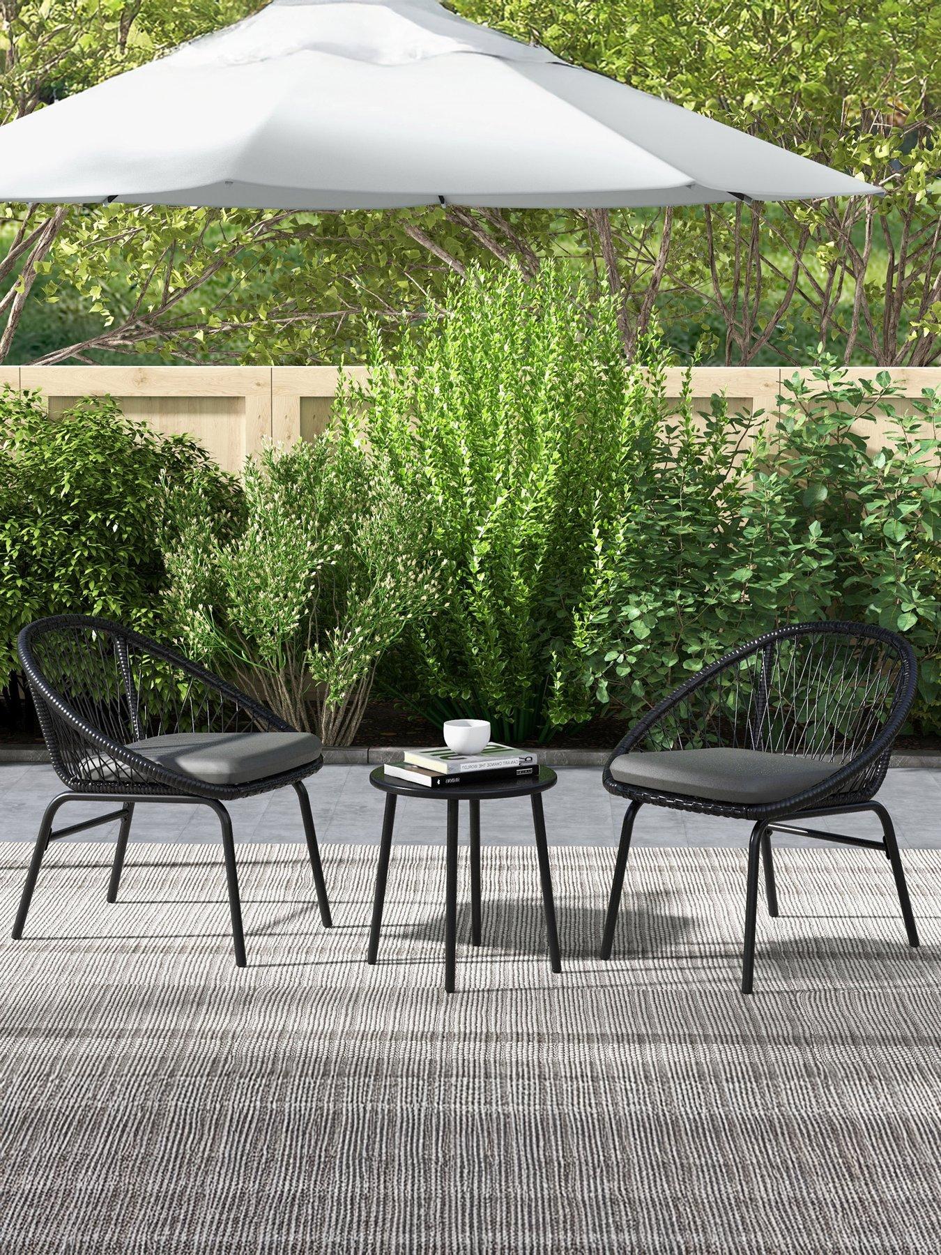 undefined Outsunny 3 Pieces Rattan Bistro Set, Black