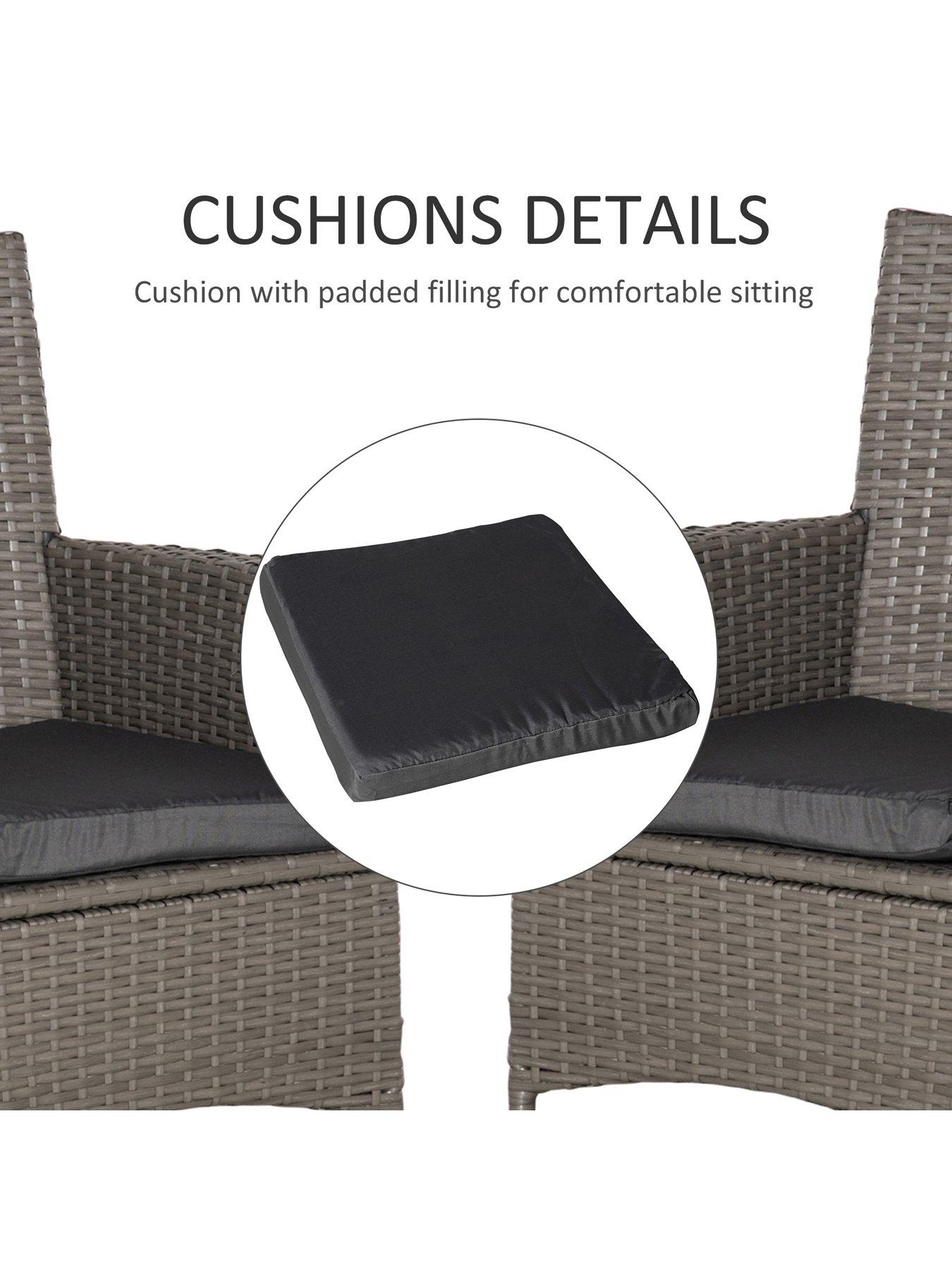 Image 6 of 7 of OutSunny Outsunny 2 PC Outdoor Rattan Armchair Dining Chair with cushions Grey