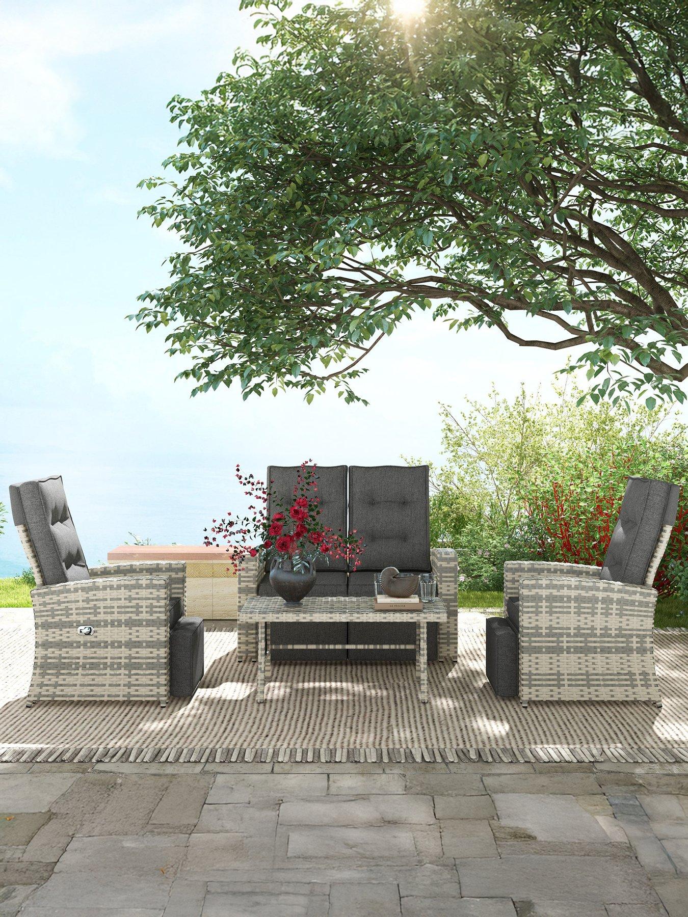 OutSunny Outsunny 4 Piece Rattan Garden Furniture Set, Light Grey