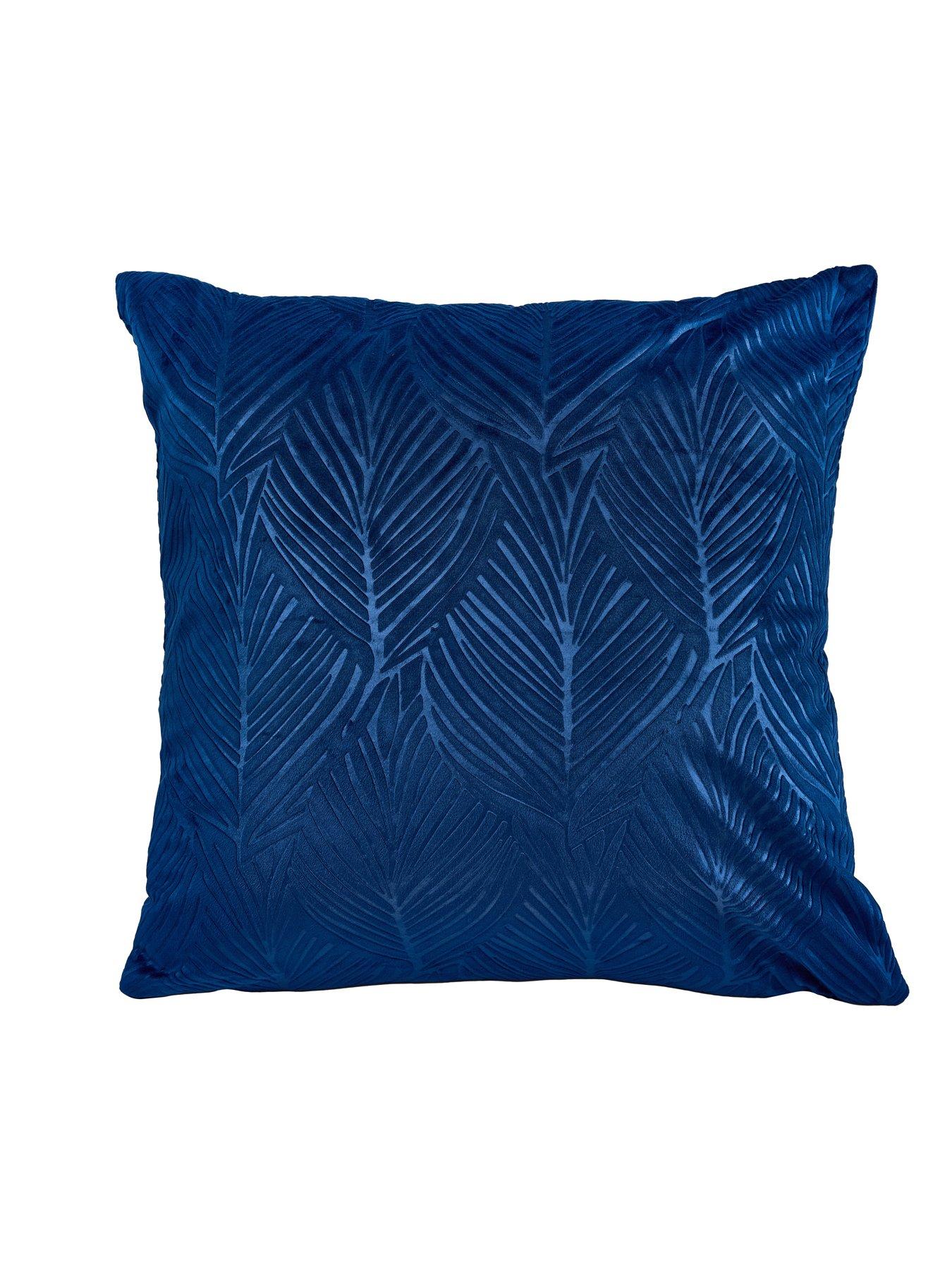 Leaf Embossed Velvet Filled Cushion Pair 43x43cm