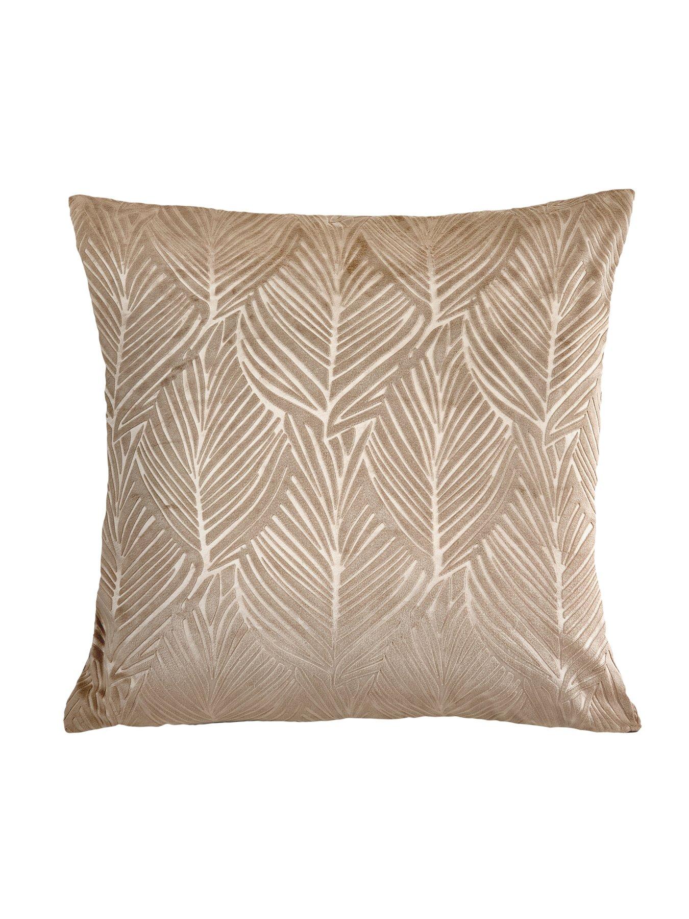 The Very Collection Leaf Embossed Velvet Filled Cushion Pair 43x43cm