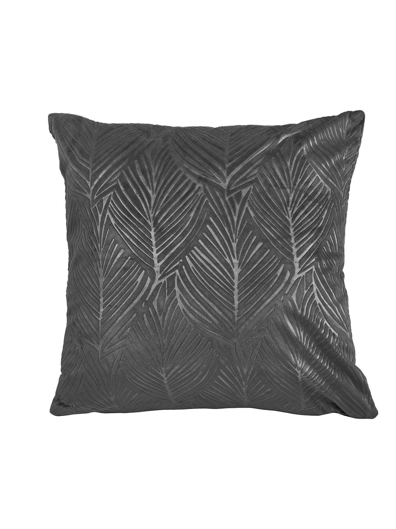 Leaf Embossed Velvet Filled Cushion Pair 43x43cm