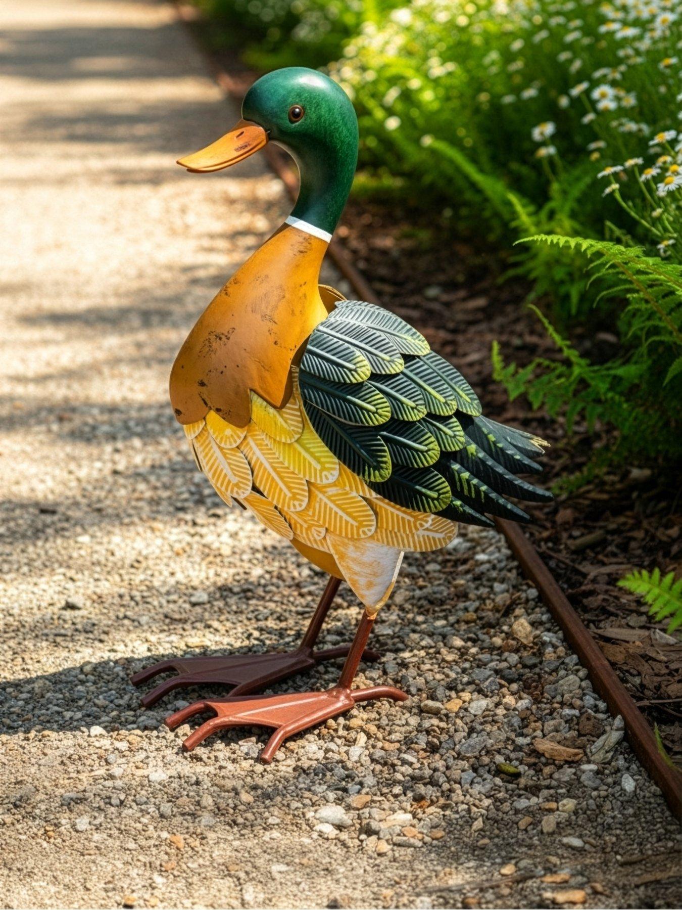 Heaven Sends Metal Duck Garden Decor