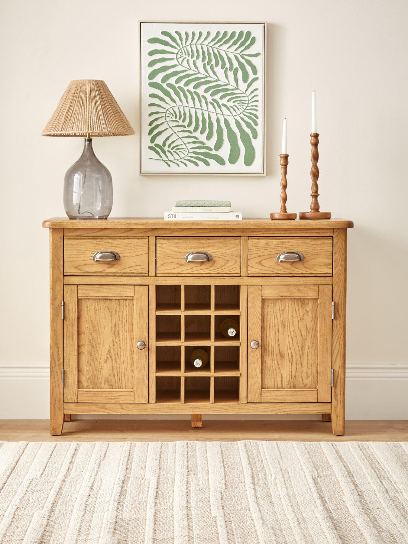 very-home-woodland-ready-assemblednbsplarge-sideboard-with-wine-rack-oakfront
