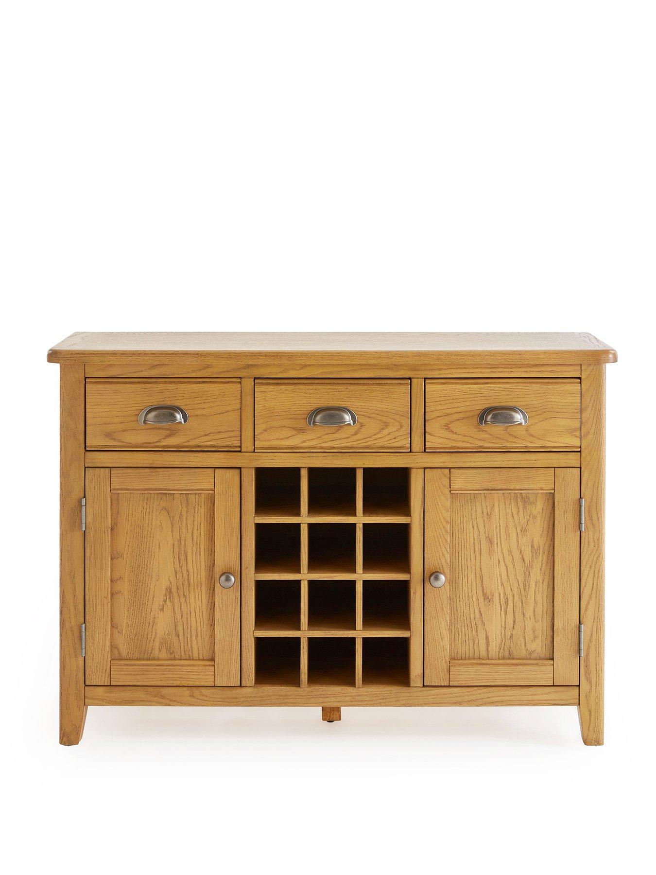 very-home-woodland-ready-assemblednbsplarge-sideboard-with-wine-rack-oakstillFront
