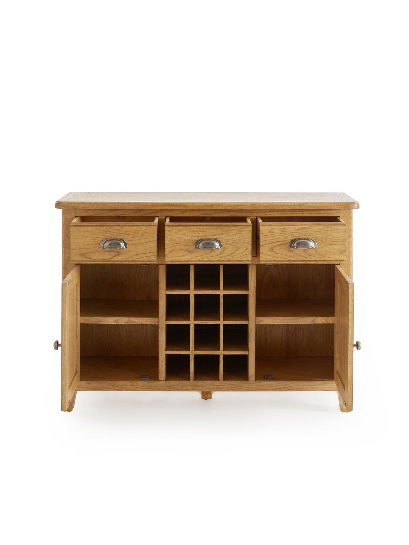 Image 4 of 7 of The Very Collection Woodland Ready Assembled&nbsp;Large Sideboard with Wine Rack - Oak