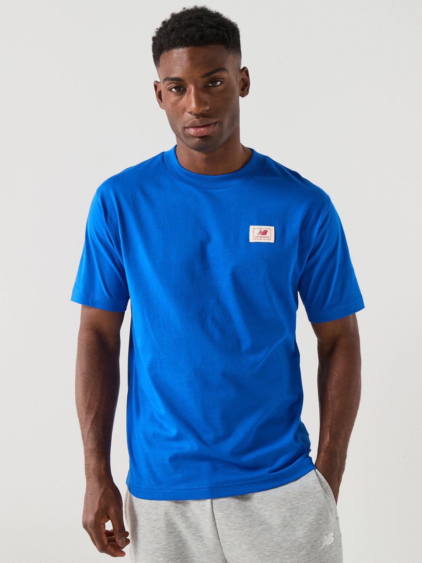 New Balance Mens Woven Label T-Shirt- Blue