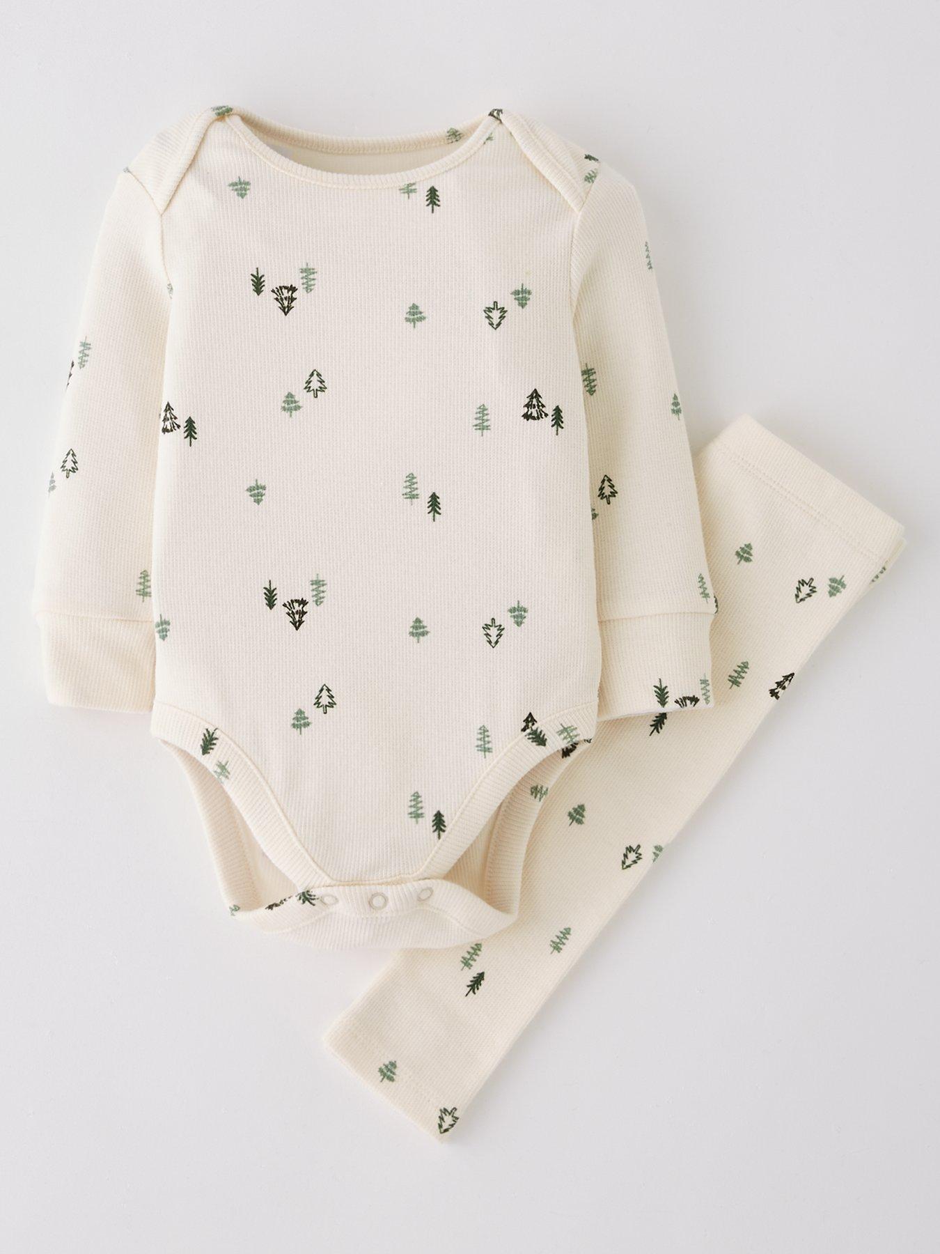 The Very Collection Baby Boys Forest Print Bodysuit And Legging - Cream