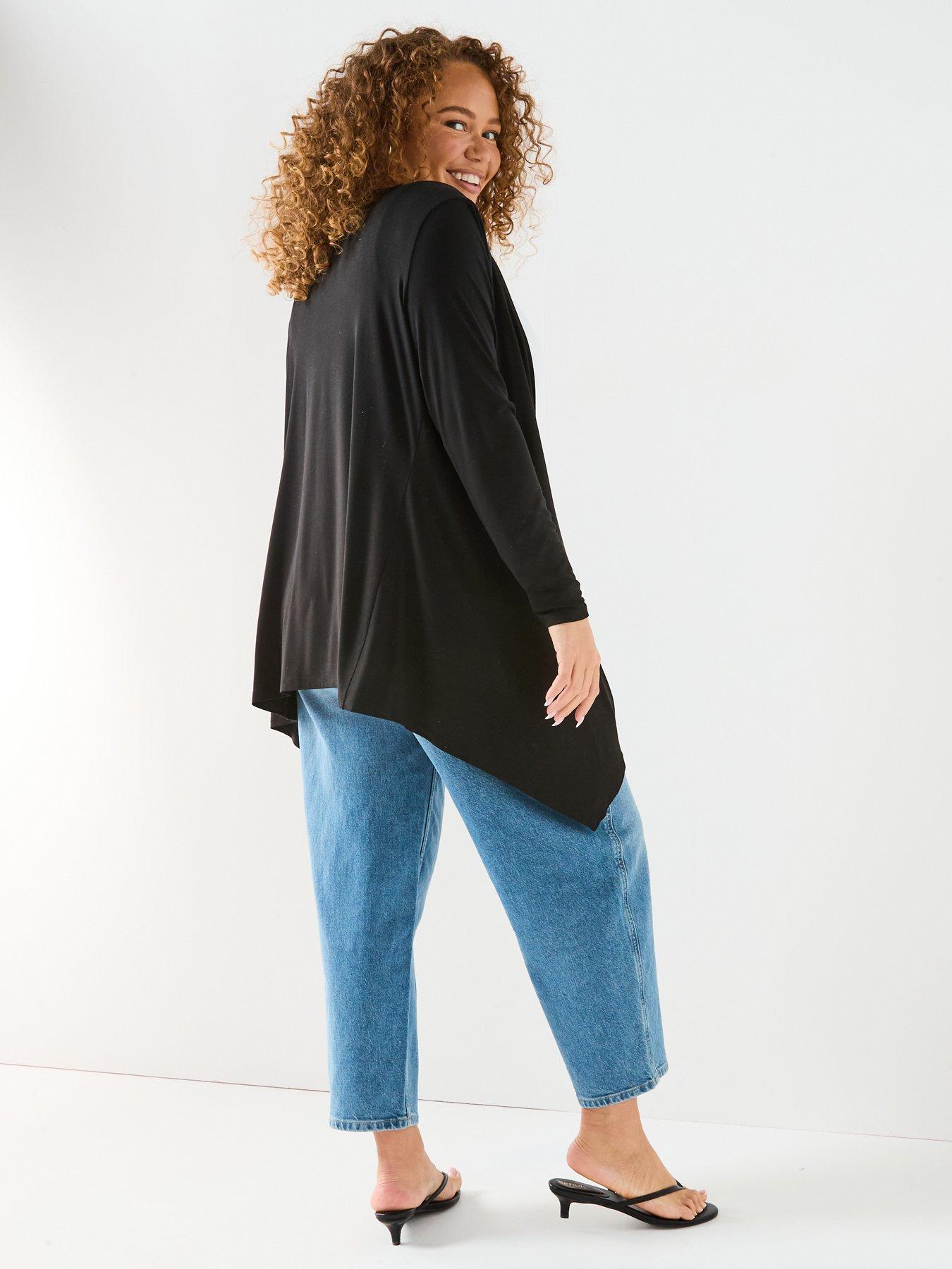 v-by-very-curve-stretch-waterfall-cardigan-blackstillFront