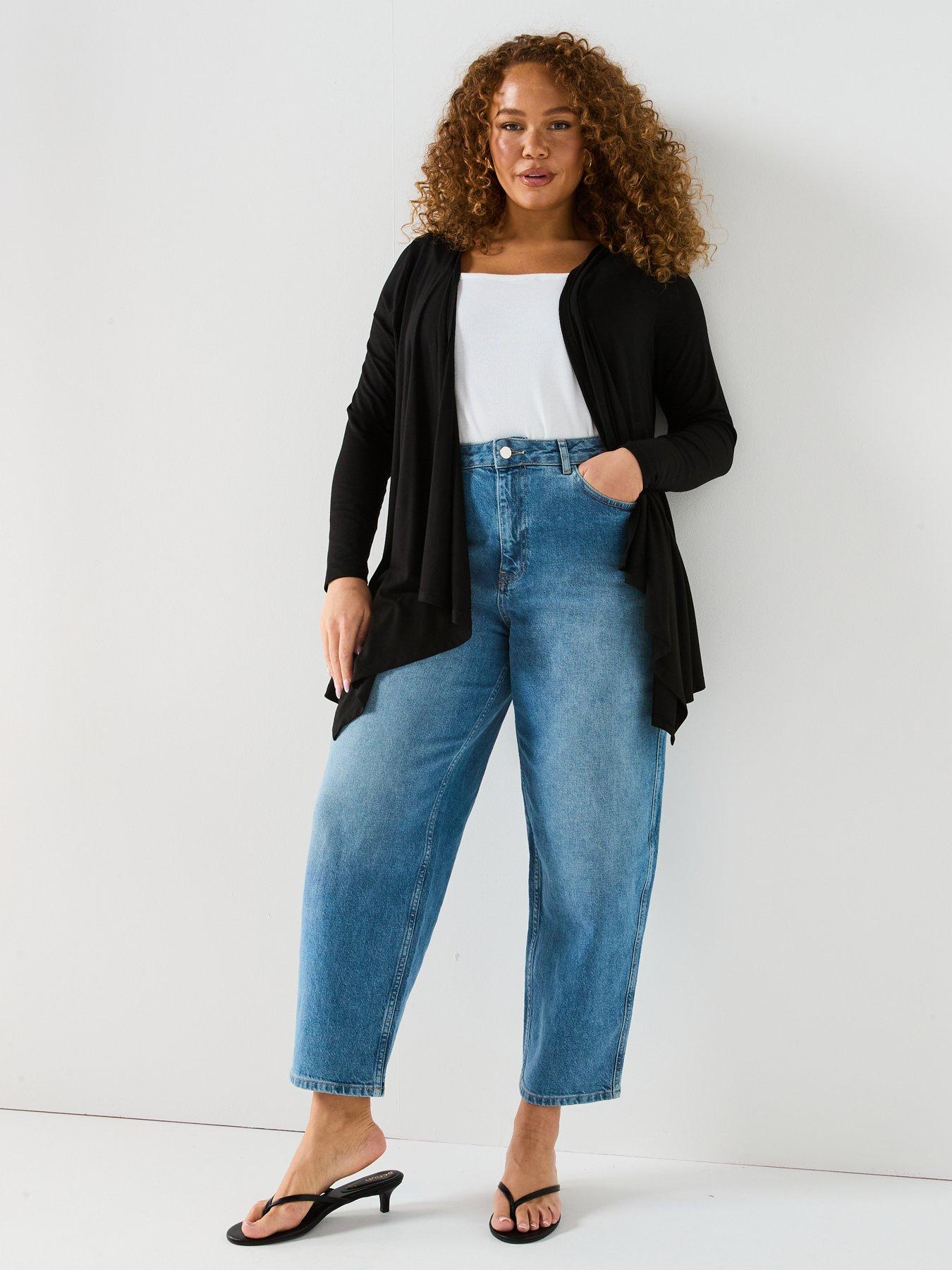 v-by-very-curve-stretch-waterfall-cardigan-blackback