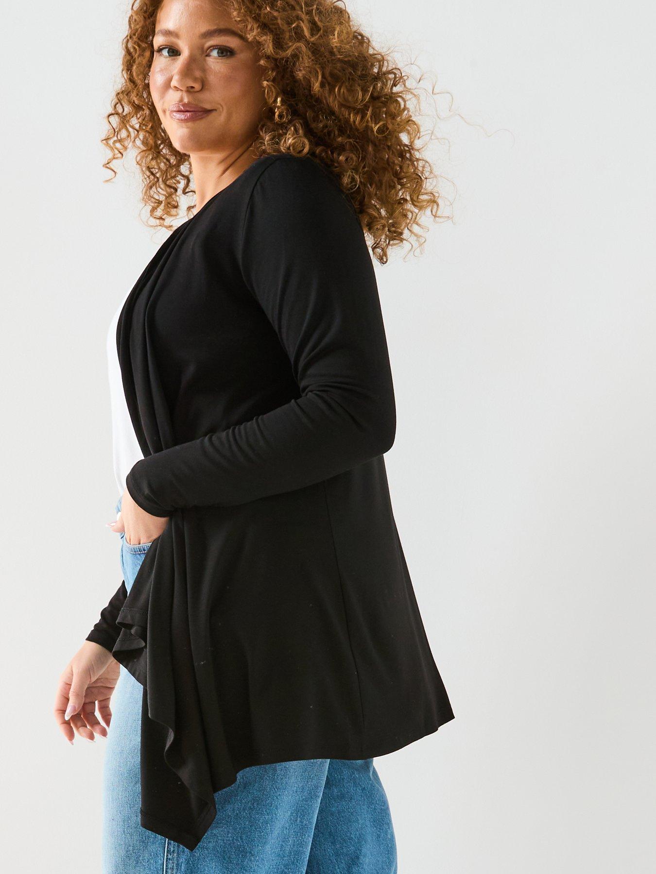 v-by-very-curve-stretch-waterfall-cardigan-blackdetail