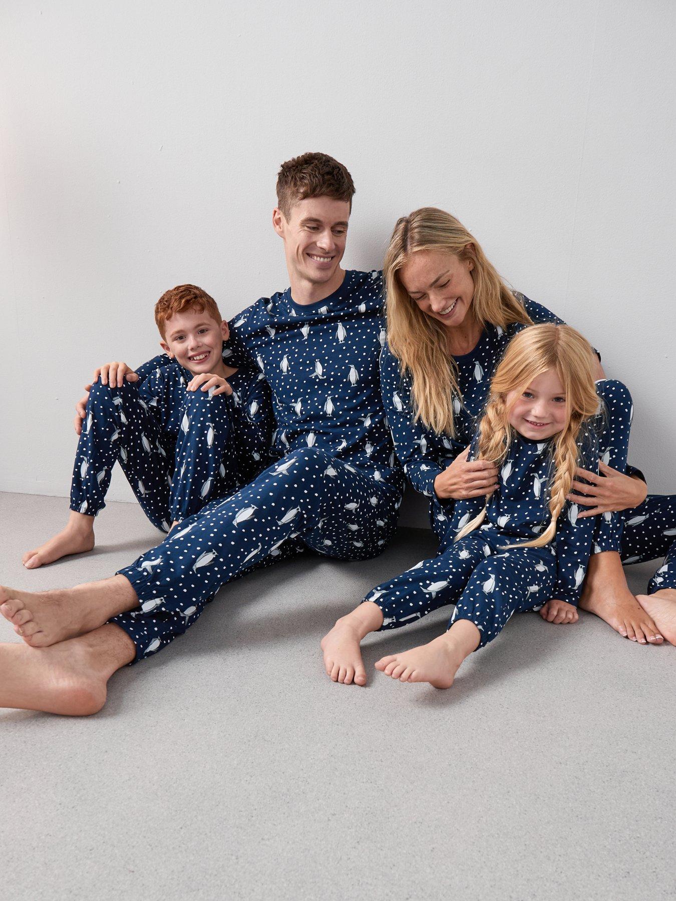 The Very Collection Kids Family Christmas Pj Character Long Sleeve T-shirt And Jogger Set - Navy