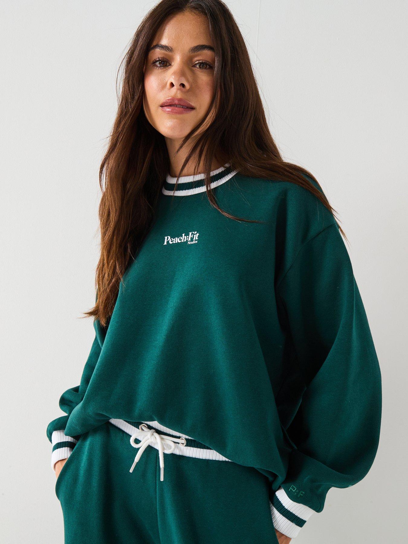 Peach Fit Womens Kamila Crew Sweater - Green