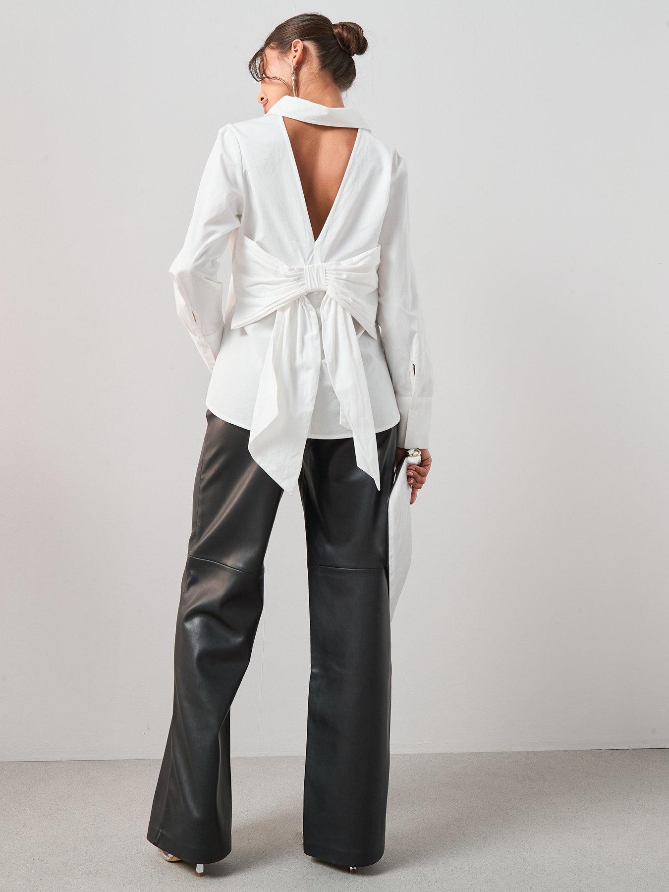 v-by-very-bow-detail-white-longline-shirt-whiteback