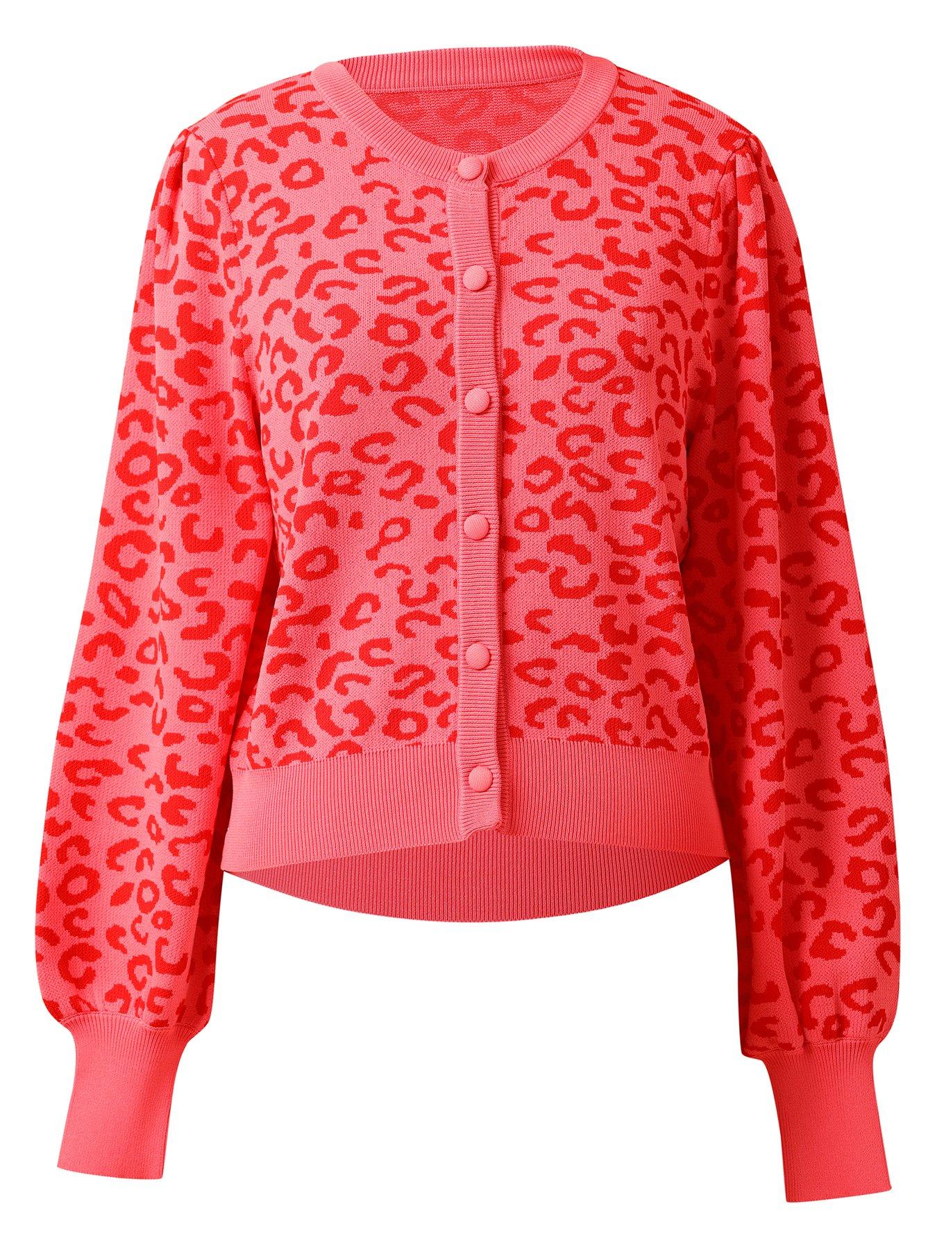 Image 2 of 4 of Emily Lovelock Sherry Leopard Cardigan - Pink