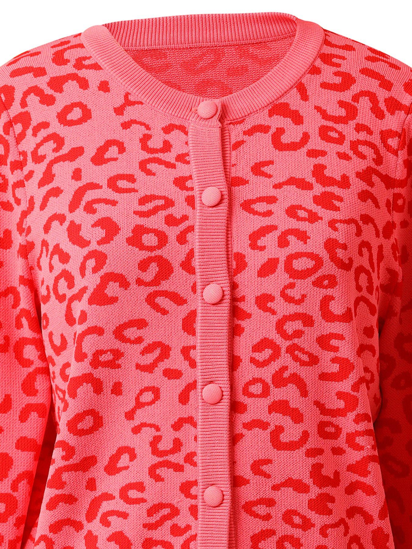 Image 4 of 4 of Emily Lovelock Sherry Leopard Cardigan - Pink