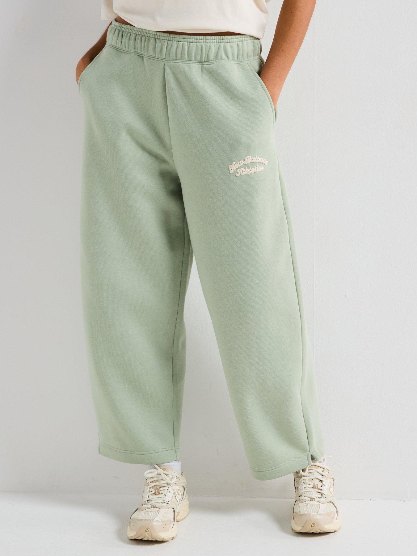 New Balance Womens Linear Heritage Fleece Barrel Leg Trouser - Green