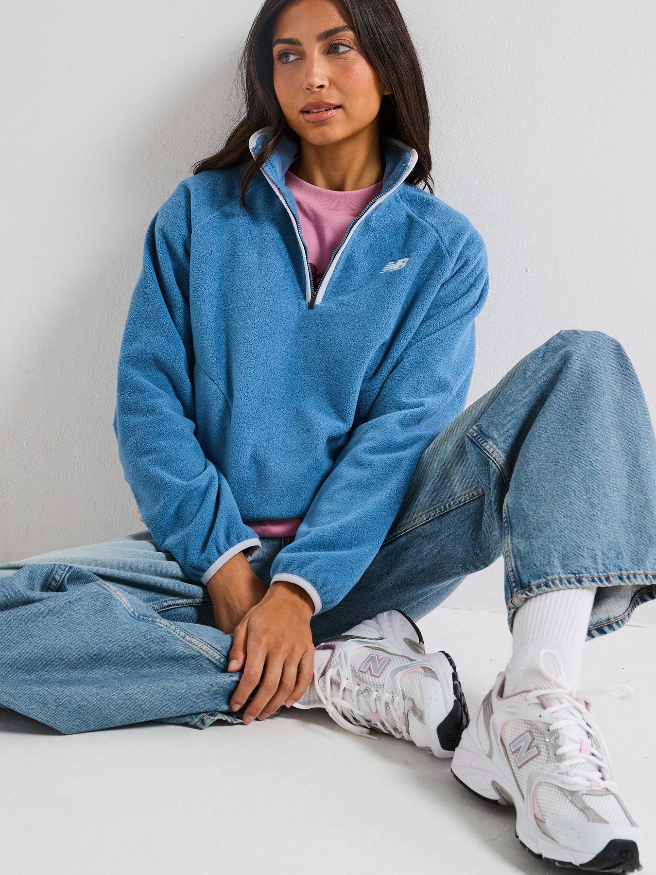 New Balance Womens Polar Fleece 1/2 Zip - Blue