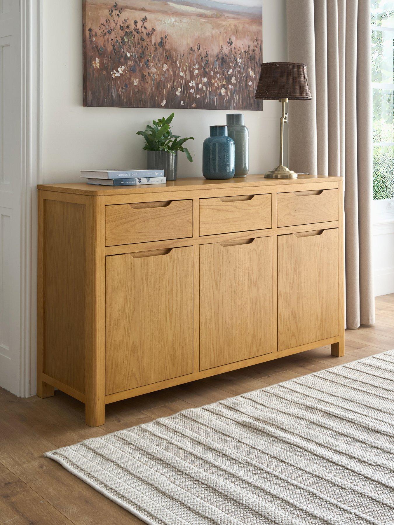 Image 1 of 7 of The Very Collection Saxon Large Ready Assembled Sideboard - Oak