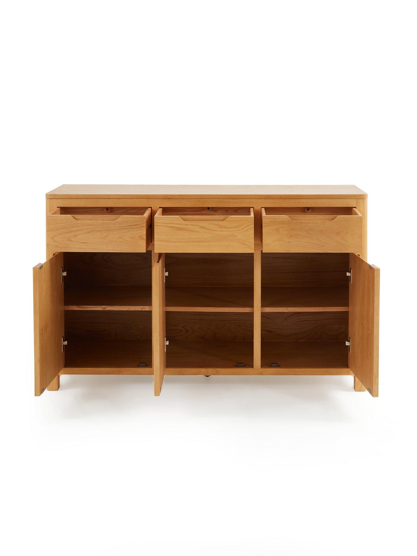 Image 4 of 7 of The Very Collection Saxon Large Ready Assembled Sideboard - Oak