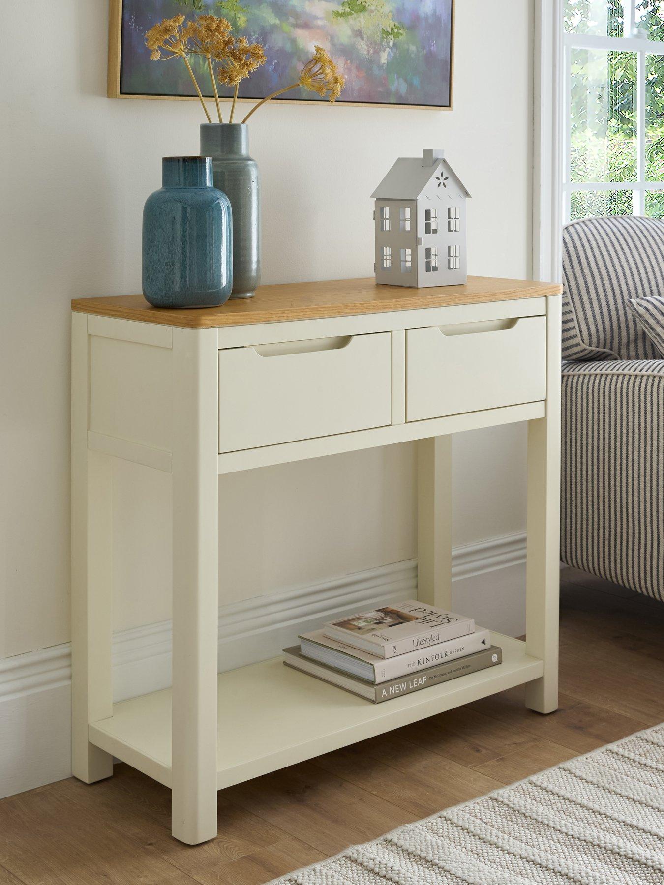 Very Home Saxon 2 Drawer Console Table with Shelf - Cream/Oak
