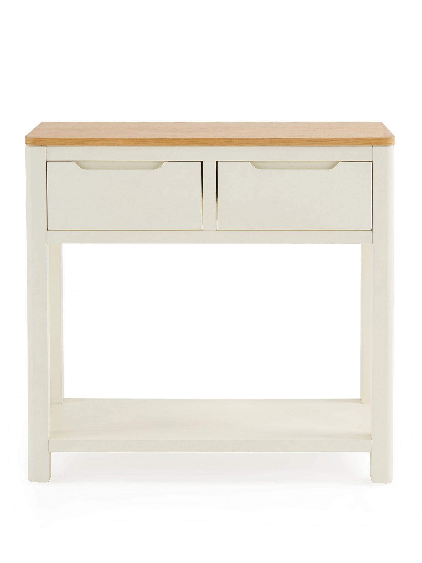 Image 2 of 7 of Very Home Saxon&nbsp;2 Drawer Console Table with Shelf - Cream/Oak