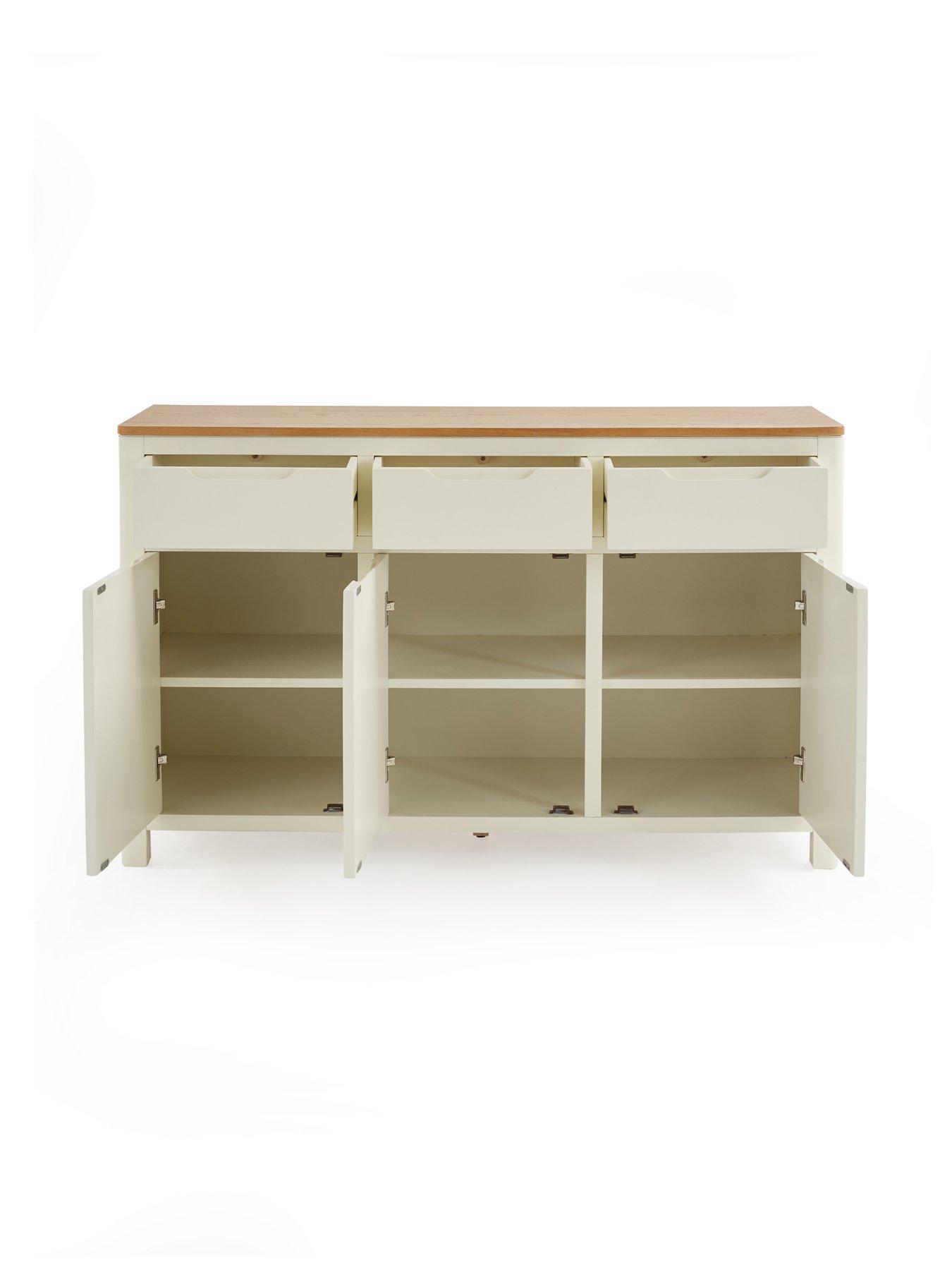 Image 7 of 7 of The Very Collection Saxon Large Ready Assembled&nbsp;Sideboard - Cream/Oak