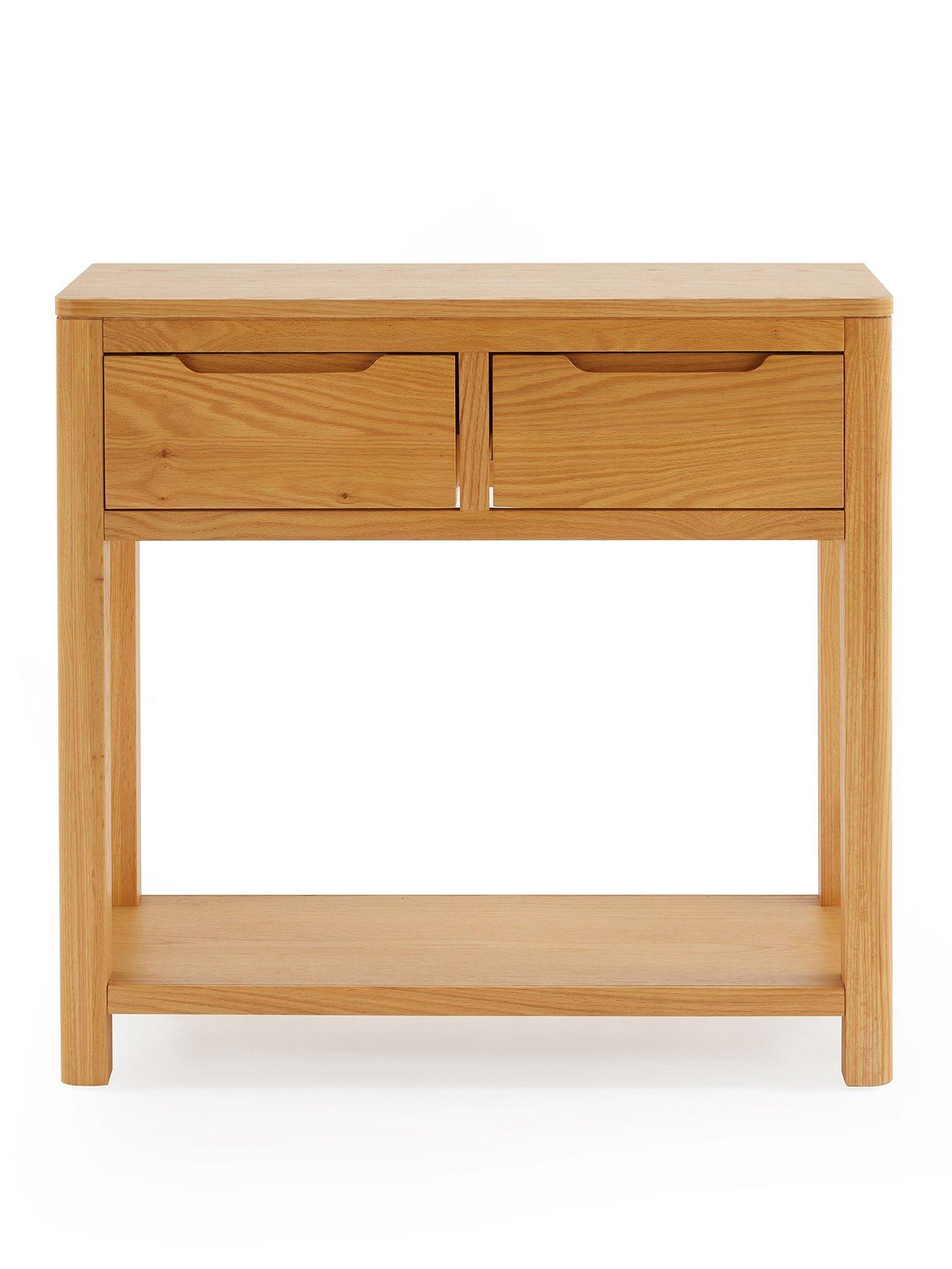 Image 2 of 7 of The Very Collection Saxon&nbsp;2 Drawer Console Table with Shelf&nbsp;- Oak