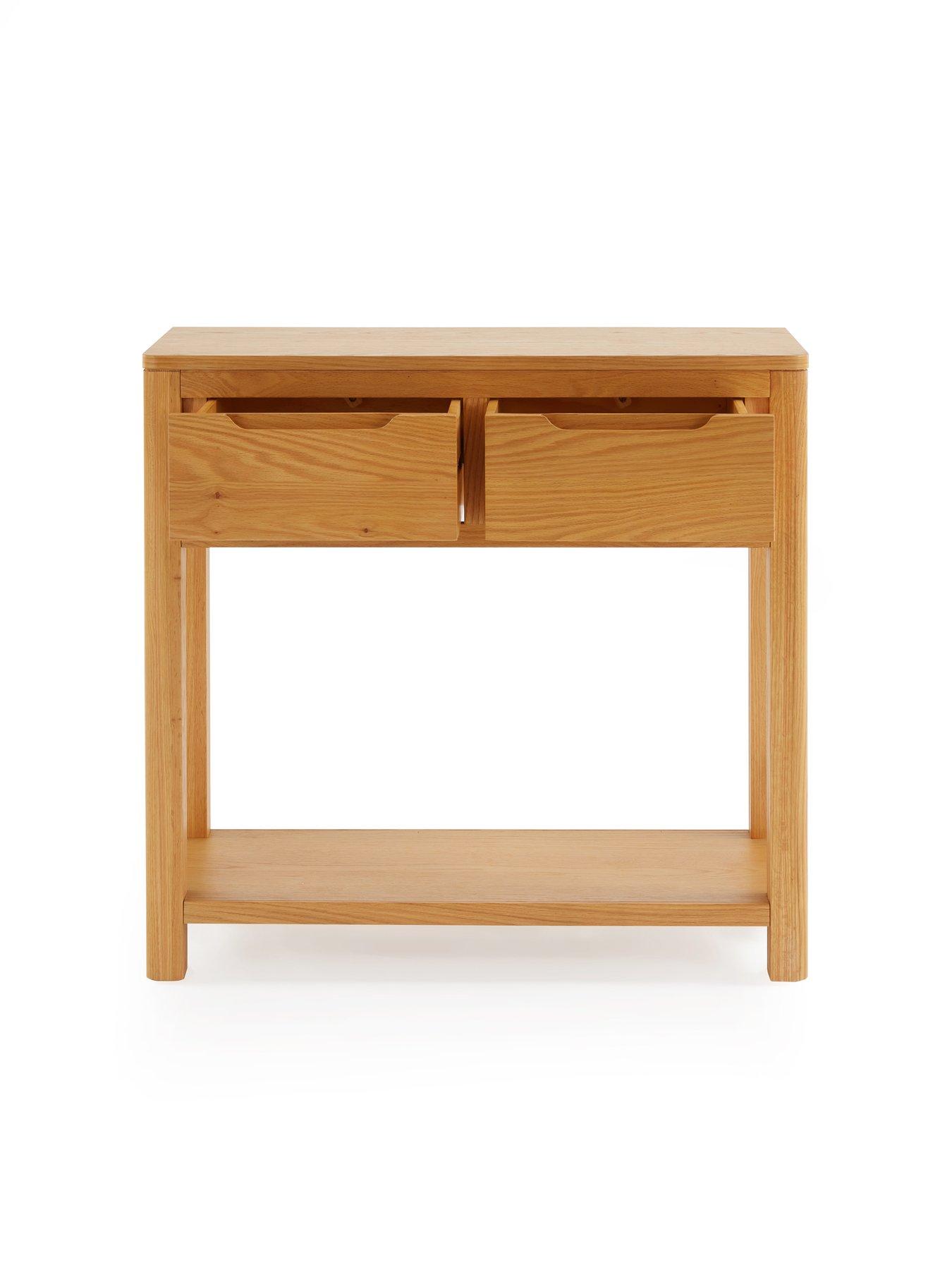 Image 4 of 7 of The Very Collection Saxon&nbsp;2 Drawer Console Table with Shelf&nbsp;- Oak
