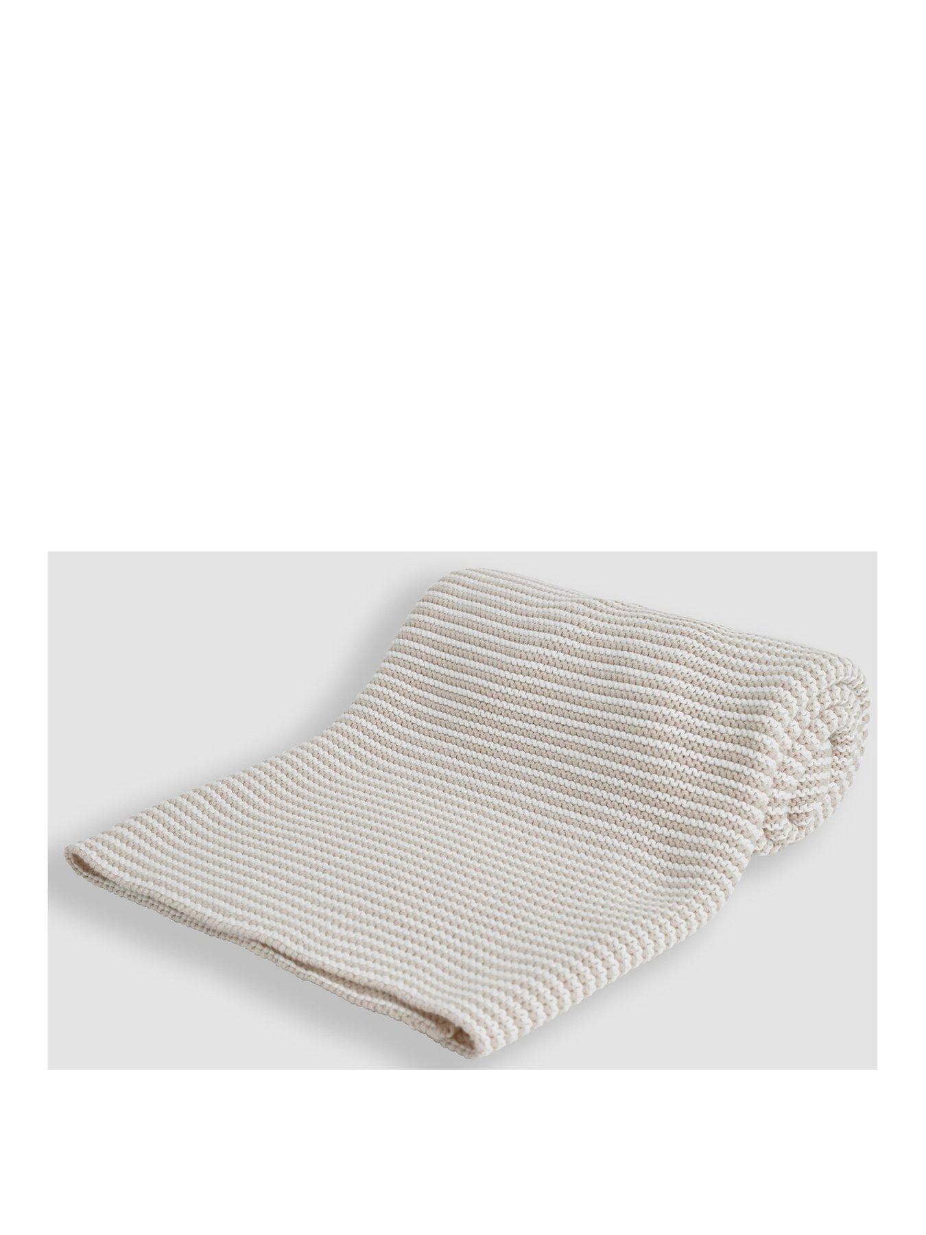 Image 3 of 4 of JoJo Maman Bebe Knitted Stripe Blanket Grey