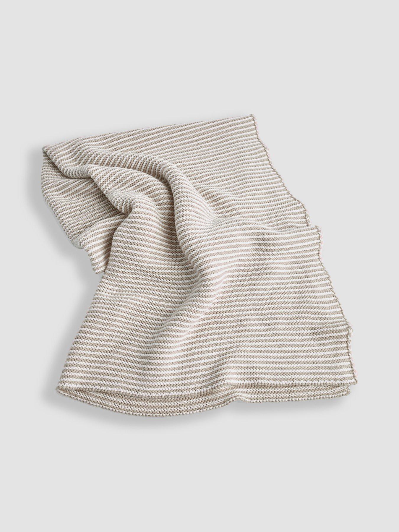 Image 4 of 4 of JoJo Maman Bebe Knitted Stripe Blanket Grey