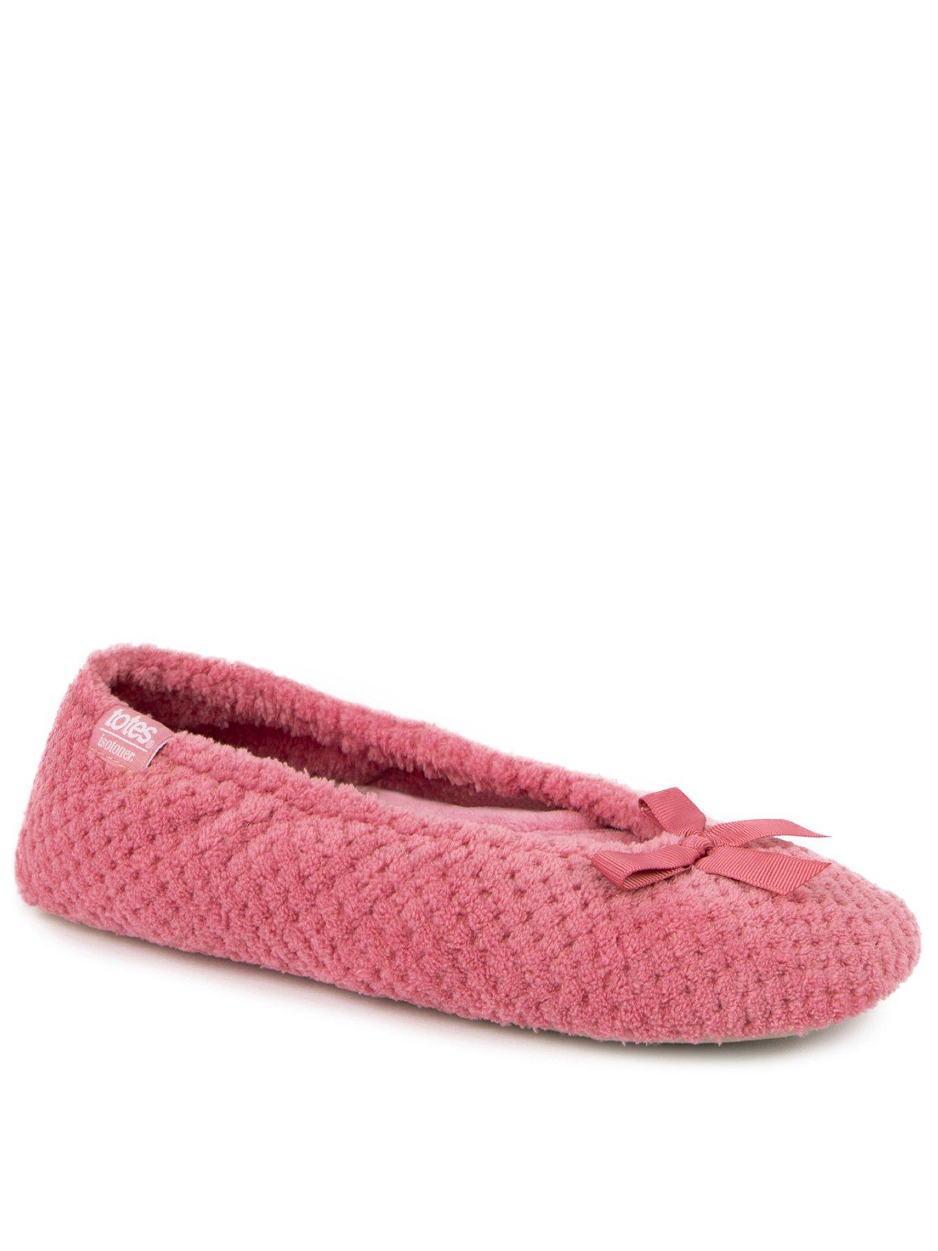 Image of TOTES Totes Isotoner Popcorn Terry Ballet Slippers - Pink