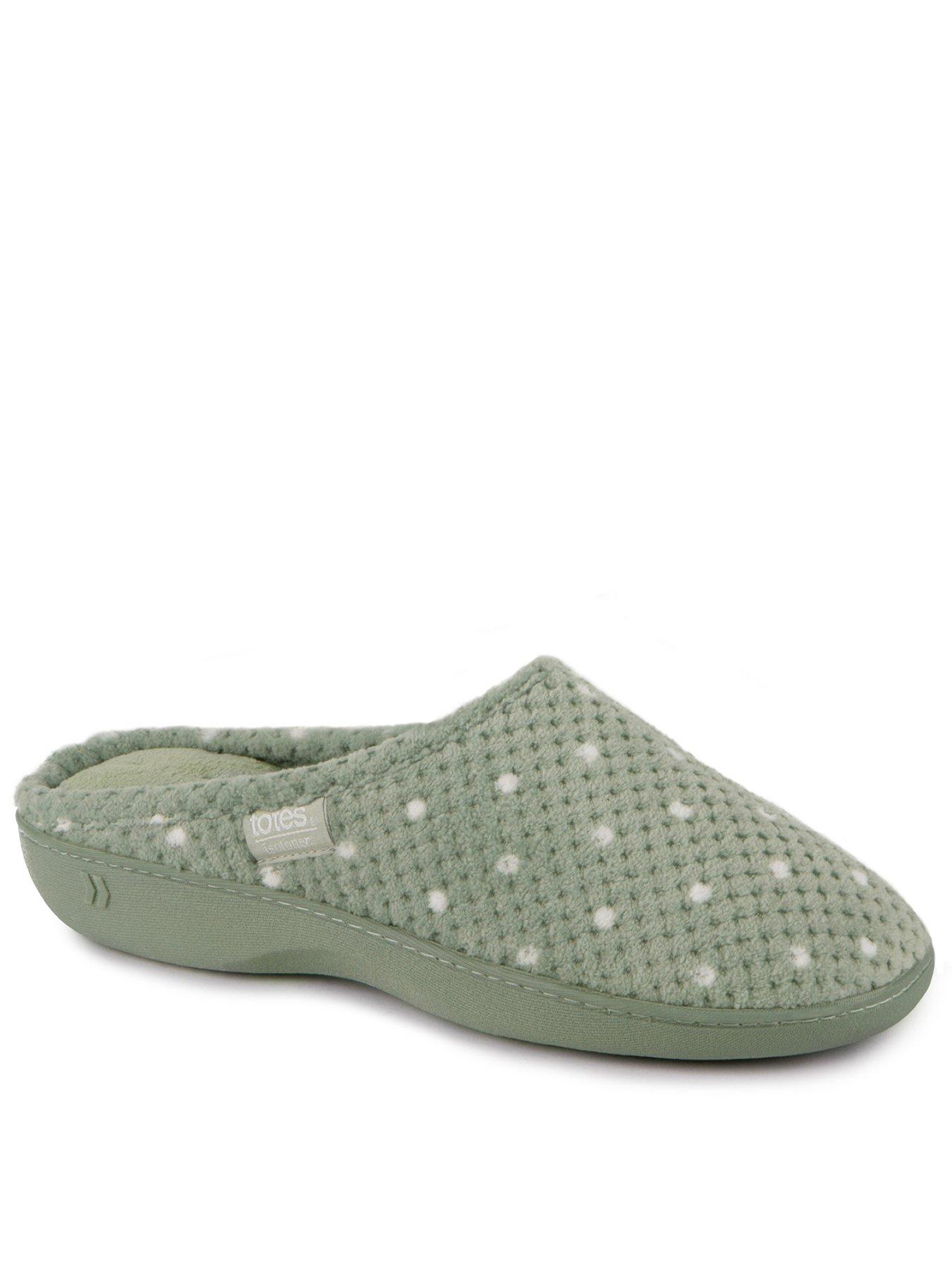 Image of TOTES Totes Isotoner Popcorn Terry Mule Slippers - Green