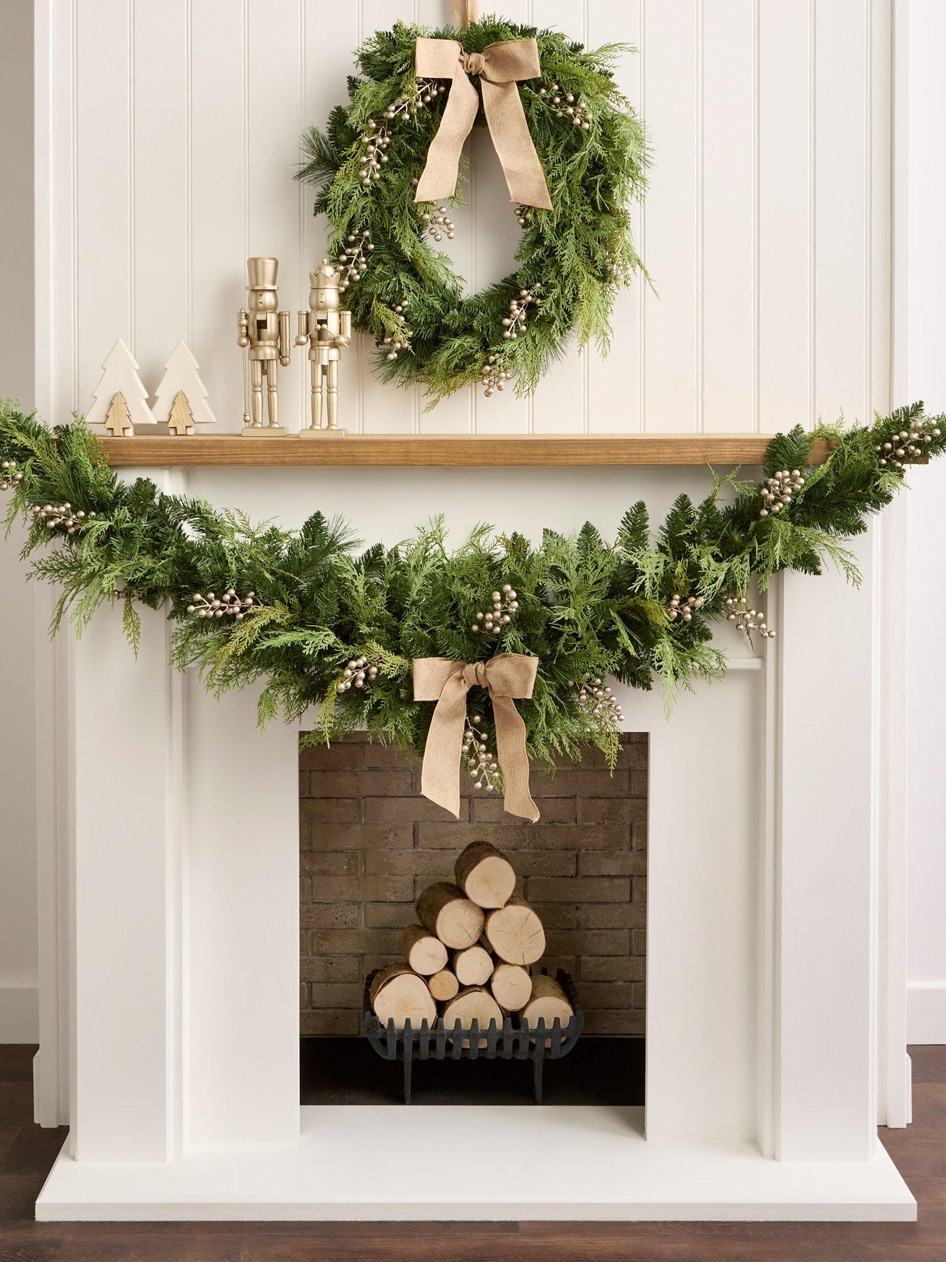 Image 1 of 4 of Very Home Hessian Bow and Cedar Christmas Swag - 180 cm