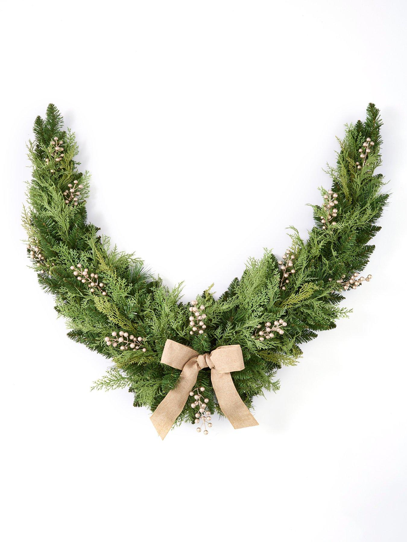 very-home-hessian-bow-and-cedar-christmas-swag-180-cmstillFront