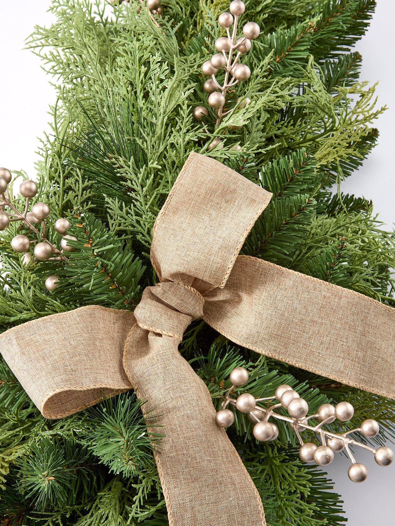 Image 3 of 4 of Very Home Hessian Bow and Cedar Christmas Swag - 180 cm