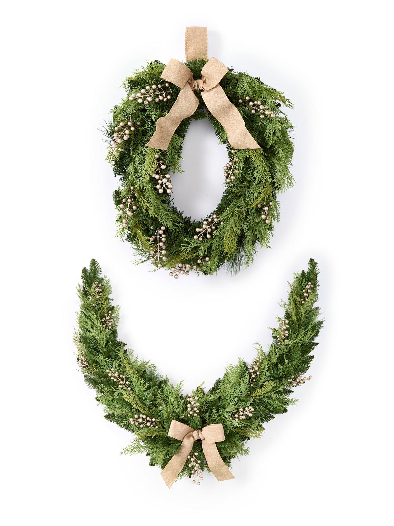 Image 4 of 4 of Very Home Hessian Bow and Cedar Christmas Swag - 180 cm