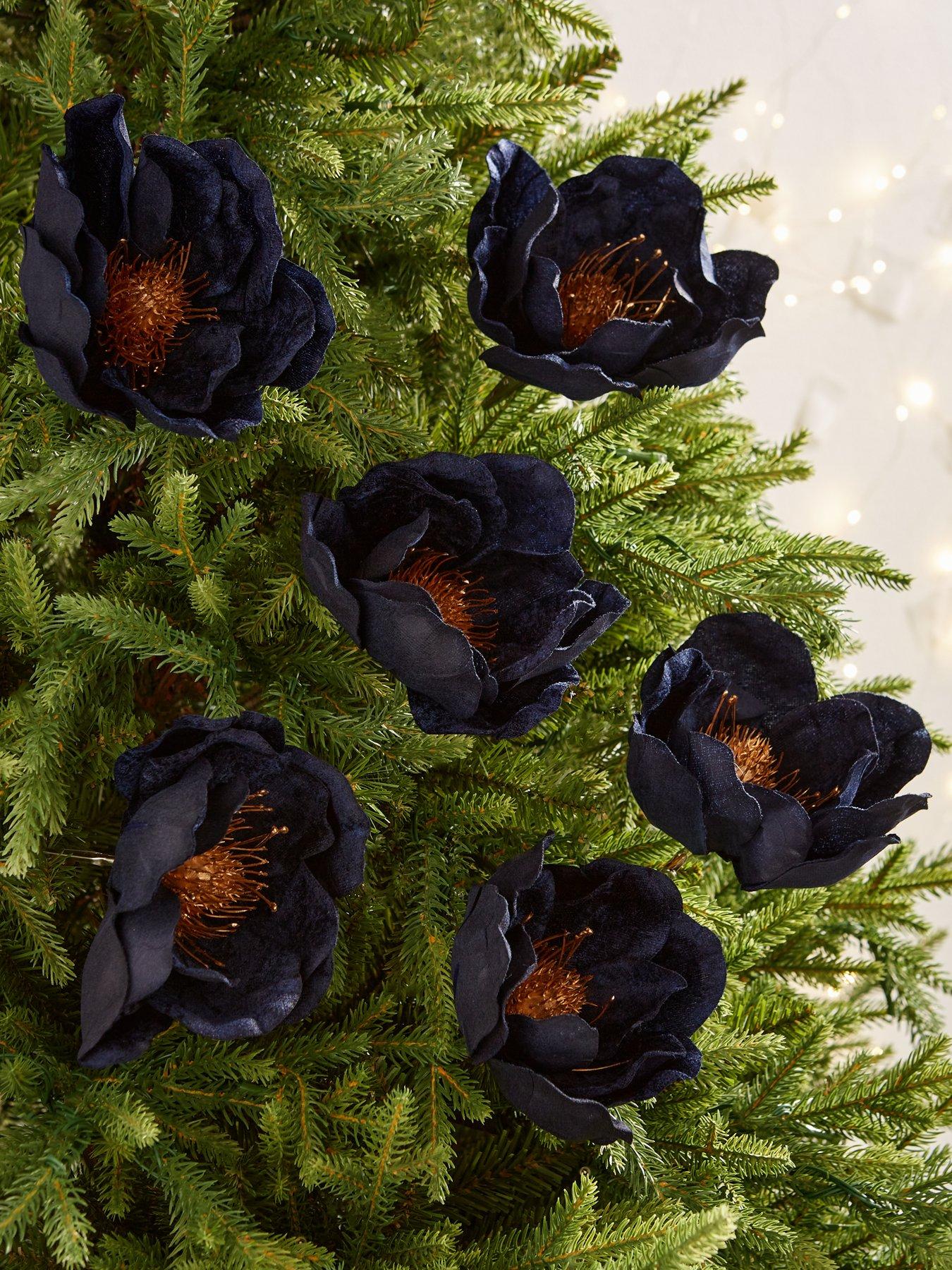 Image 1 of 4 of Very Home Set of&nbsp;6 Blue Magnolia Christmas Tree Clips